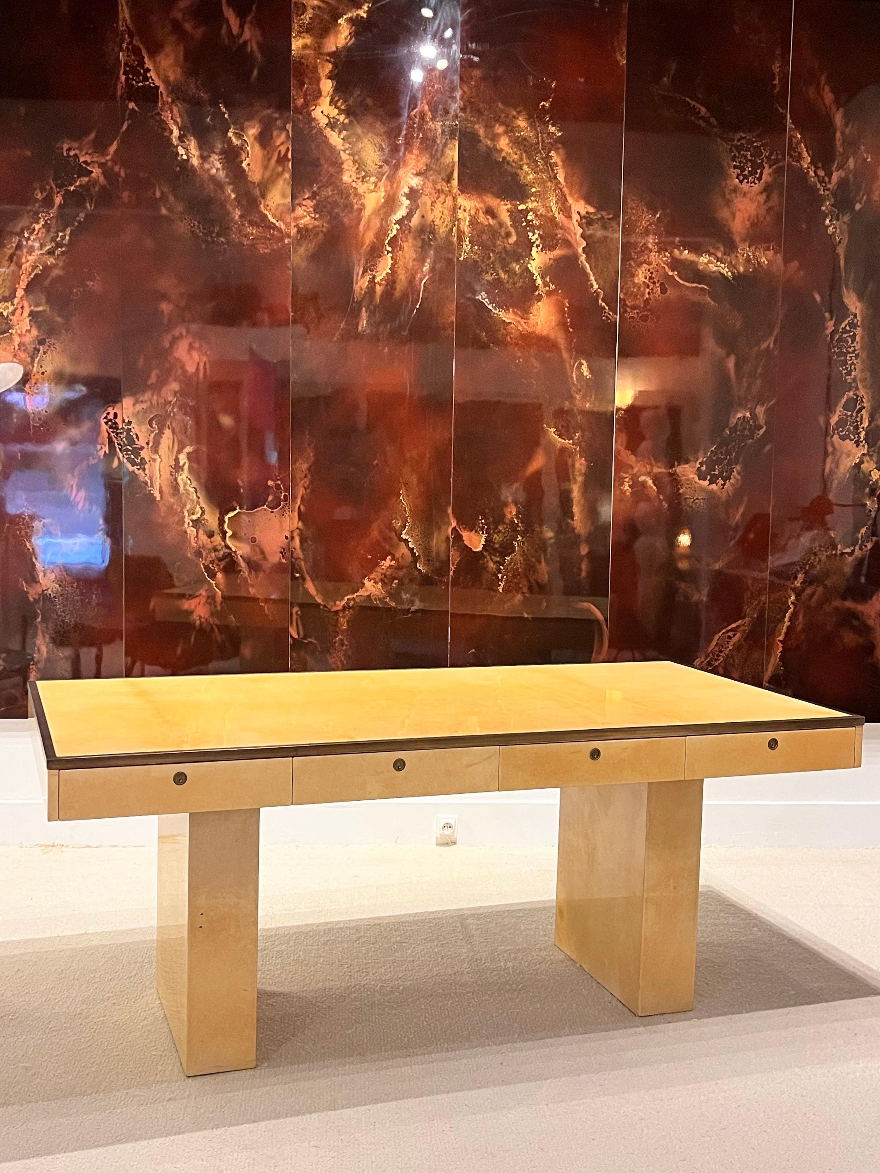 Aldo Tura Lacquered Goatskin Desk form 1970S ��– Cream with 