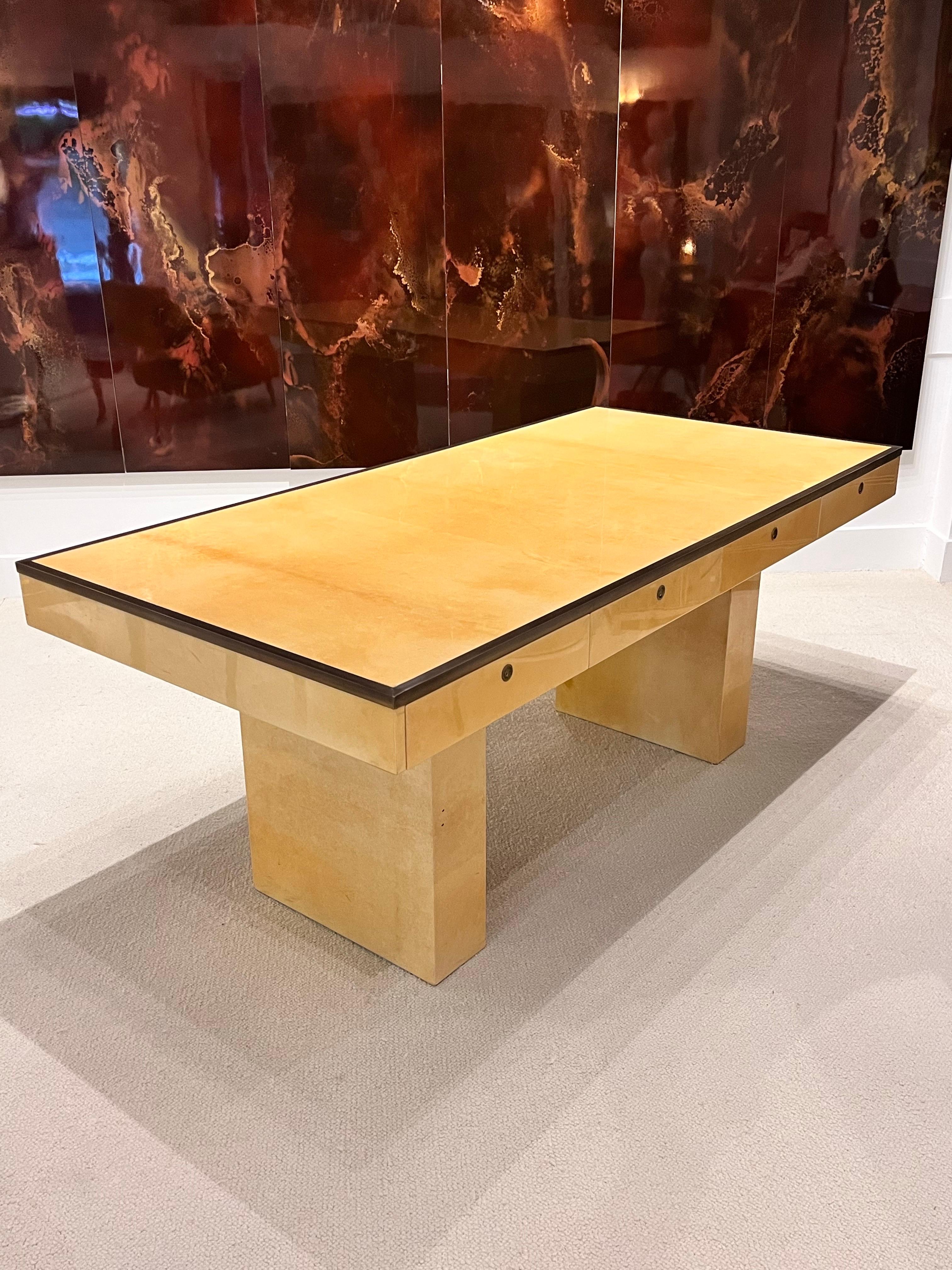 Mid-Century Modern Aldo Tura Desk Goatskin Desk , Italy 1çèà For Sale