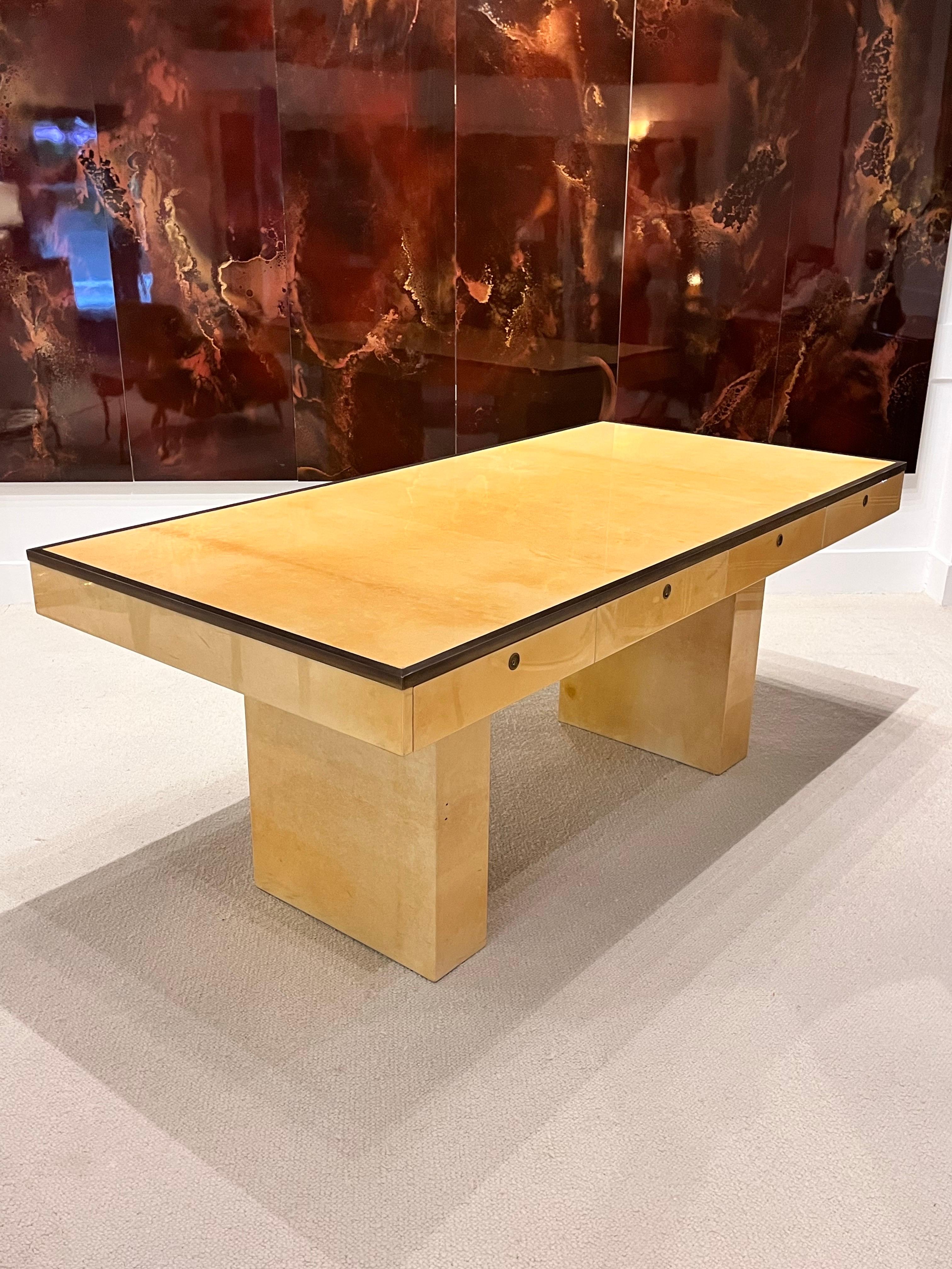 Late 20th Century Aldo Tura Desk Goatskin Desk , Italy 1çèà For Sale