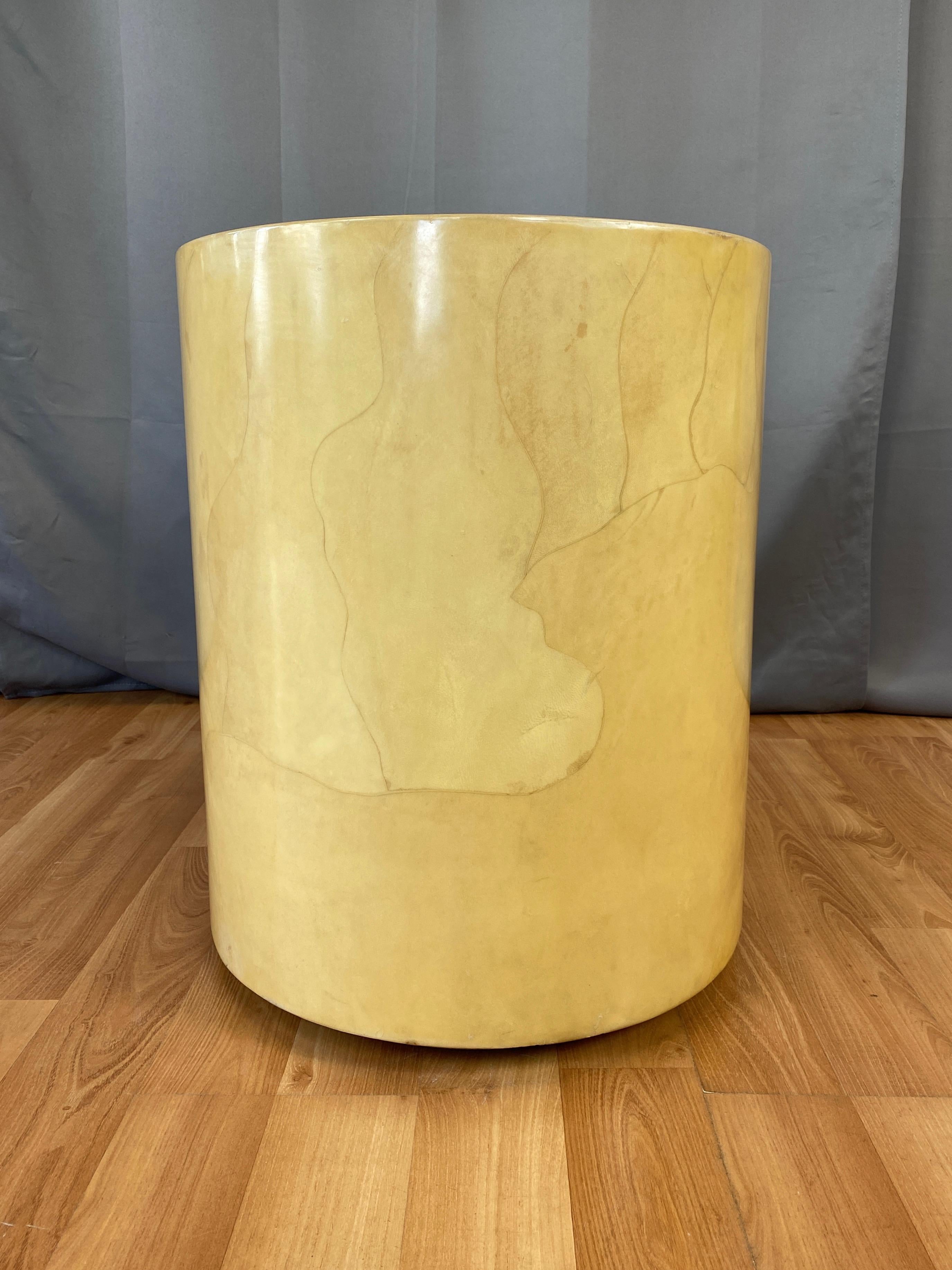Aldo Tura Egg-Shaped Goatskin Side Table, Late 1960s In Good Condition In San Francisco, CA