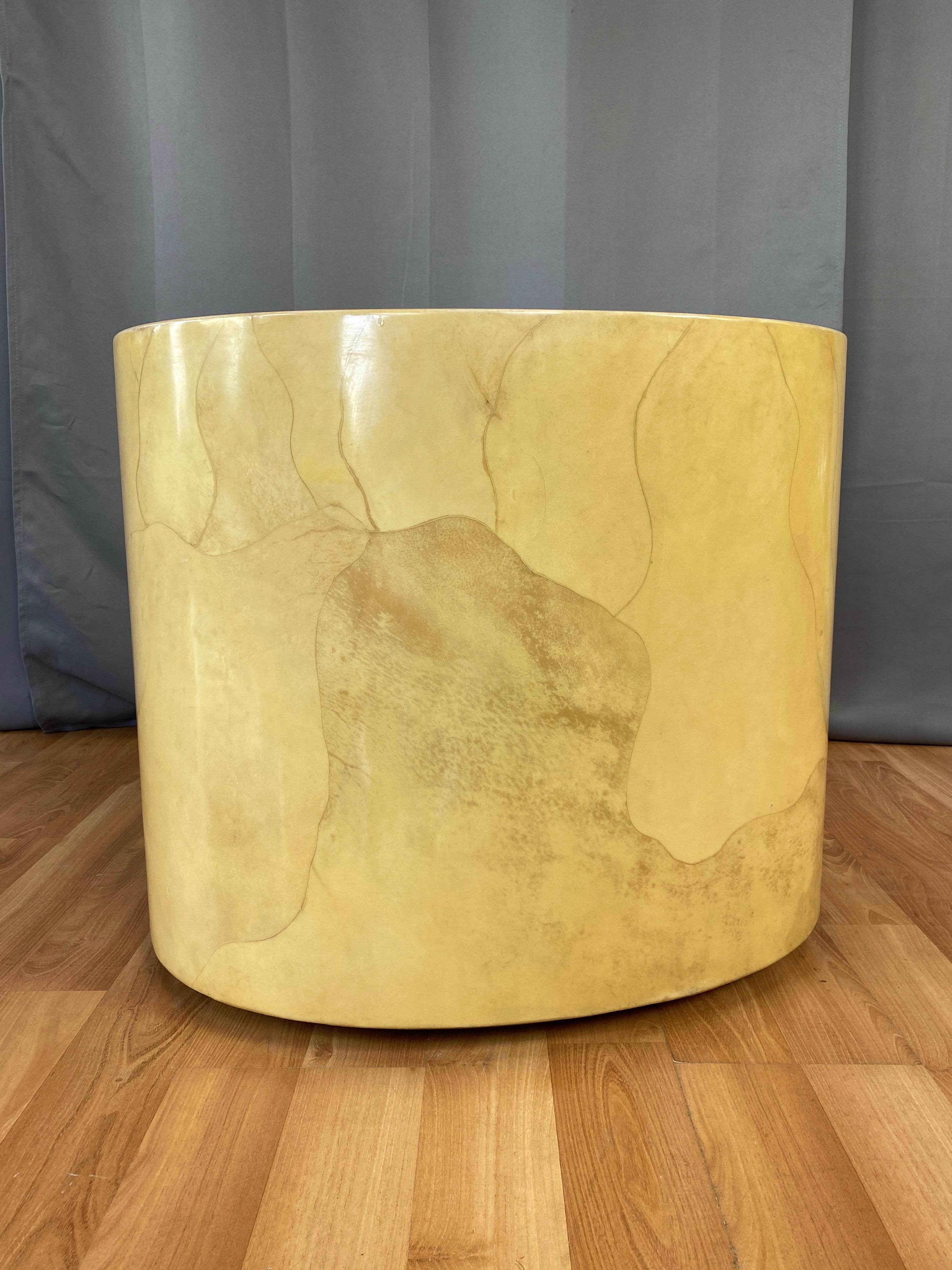 Mid-20th Century Aldo Tura Egg-Shaped Goatskin Side Table, Late 1960s