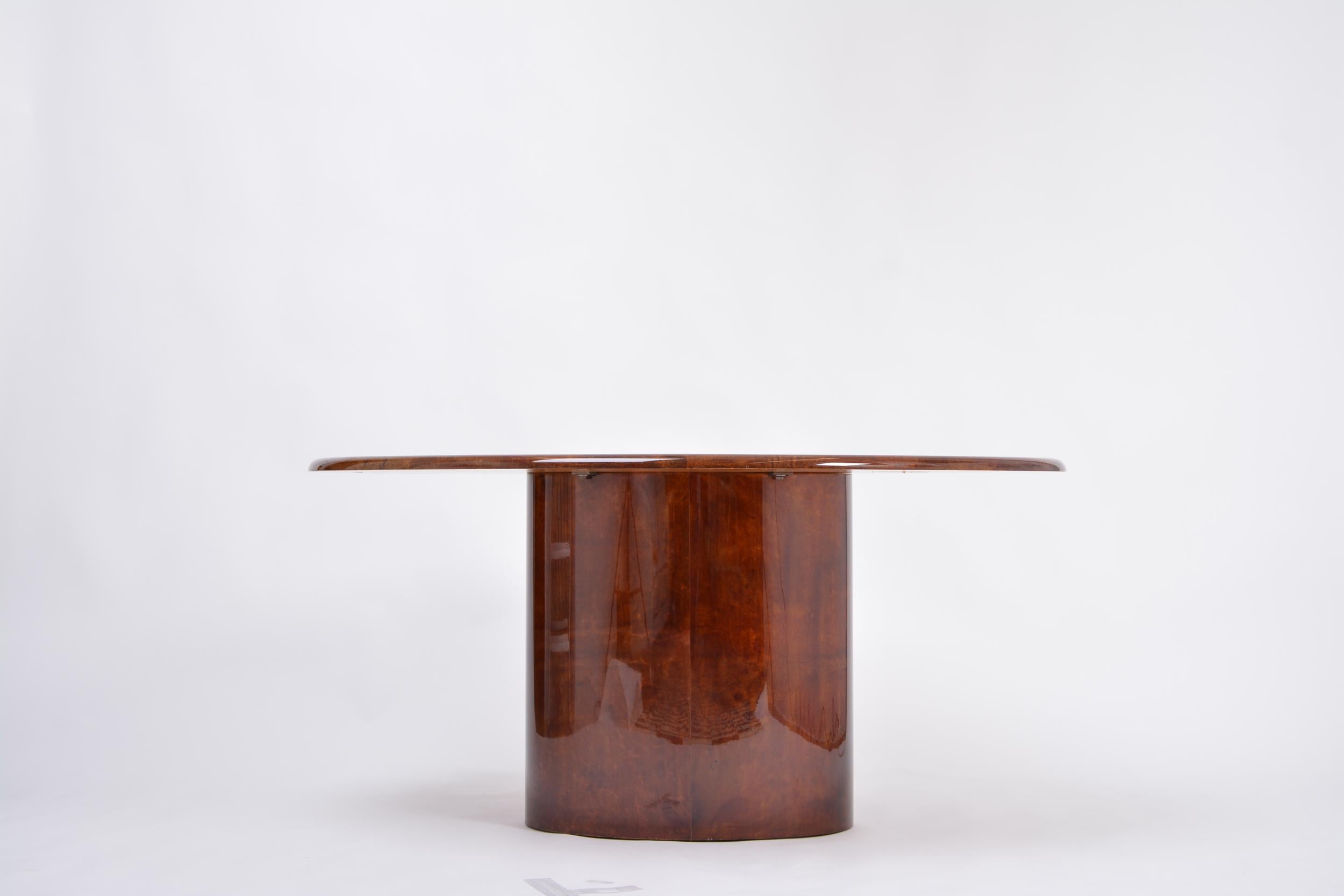 Mid-Century Modern Aldo Tura Elliptic Italian Dining Table in Brown Lacquered Goatskin
