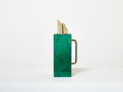 Aldo Tura Emerald Green Goatskin Brass Thermos Carafe 1960