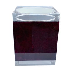 Aldo Tura for Ice Bucket in Wood and Lucite Covered in Goatskin, Italy 1970s