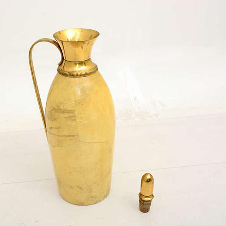 Mid-Century Modern Aldo Tura for Macabo Carafe Pitcher Lacquered Goatskin and Brass, 1940s, Italy For Sale