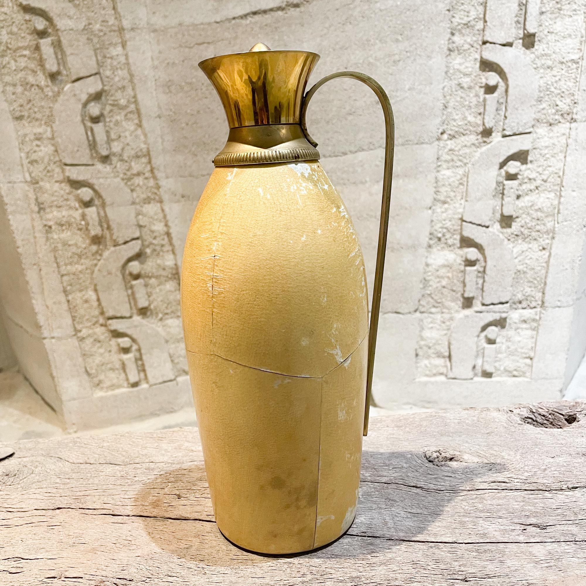 1940s Aldo Tura for Macabo Carafe Pitcher Lacquered Goatskin and Brass Italy For Sale 3