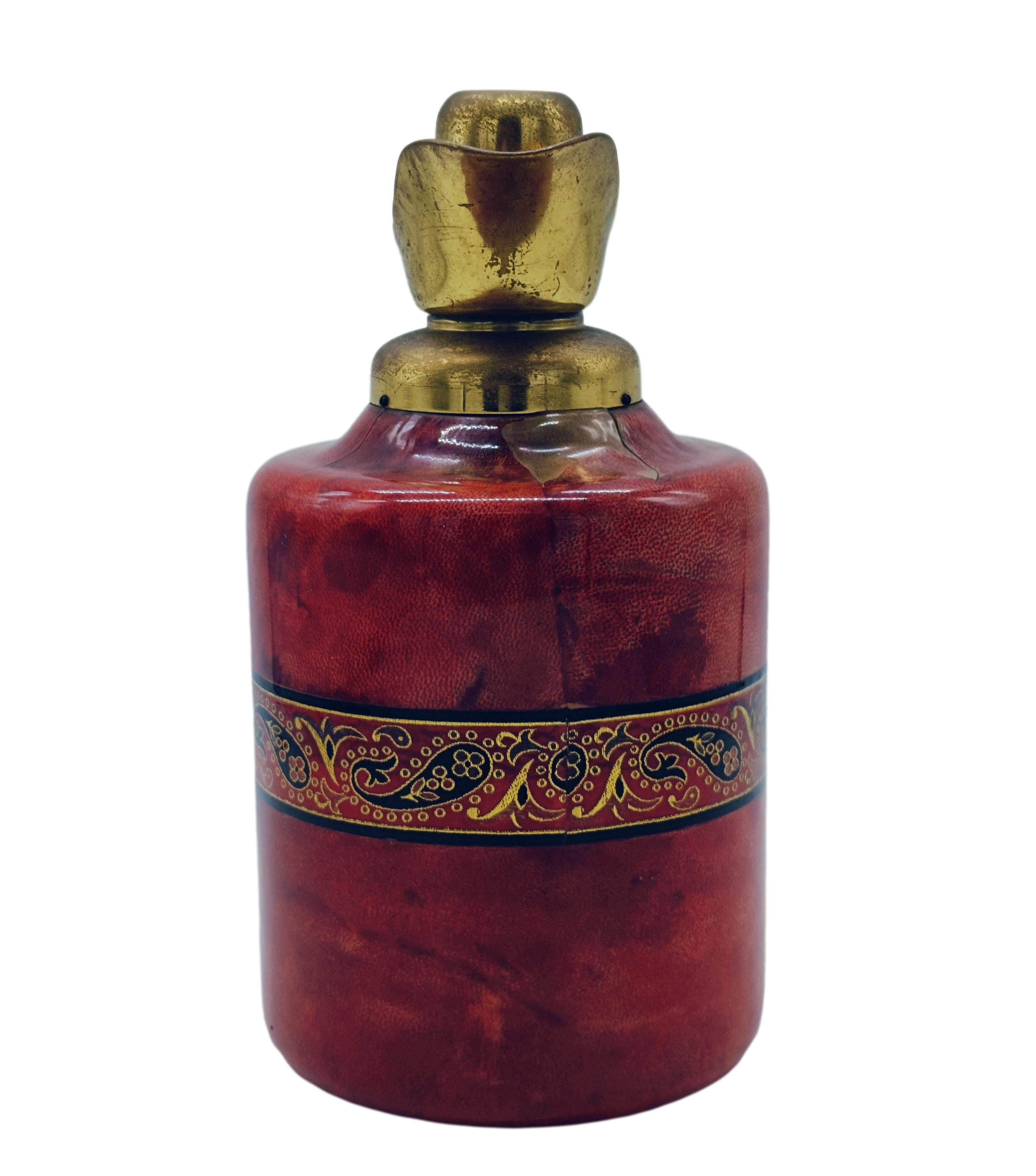 Mid-Century Modern Aldo Tura for Macabo Goatskin and Brass Carafe, Italy 1960s For Sale