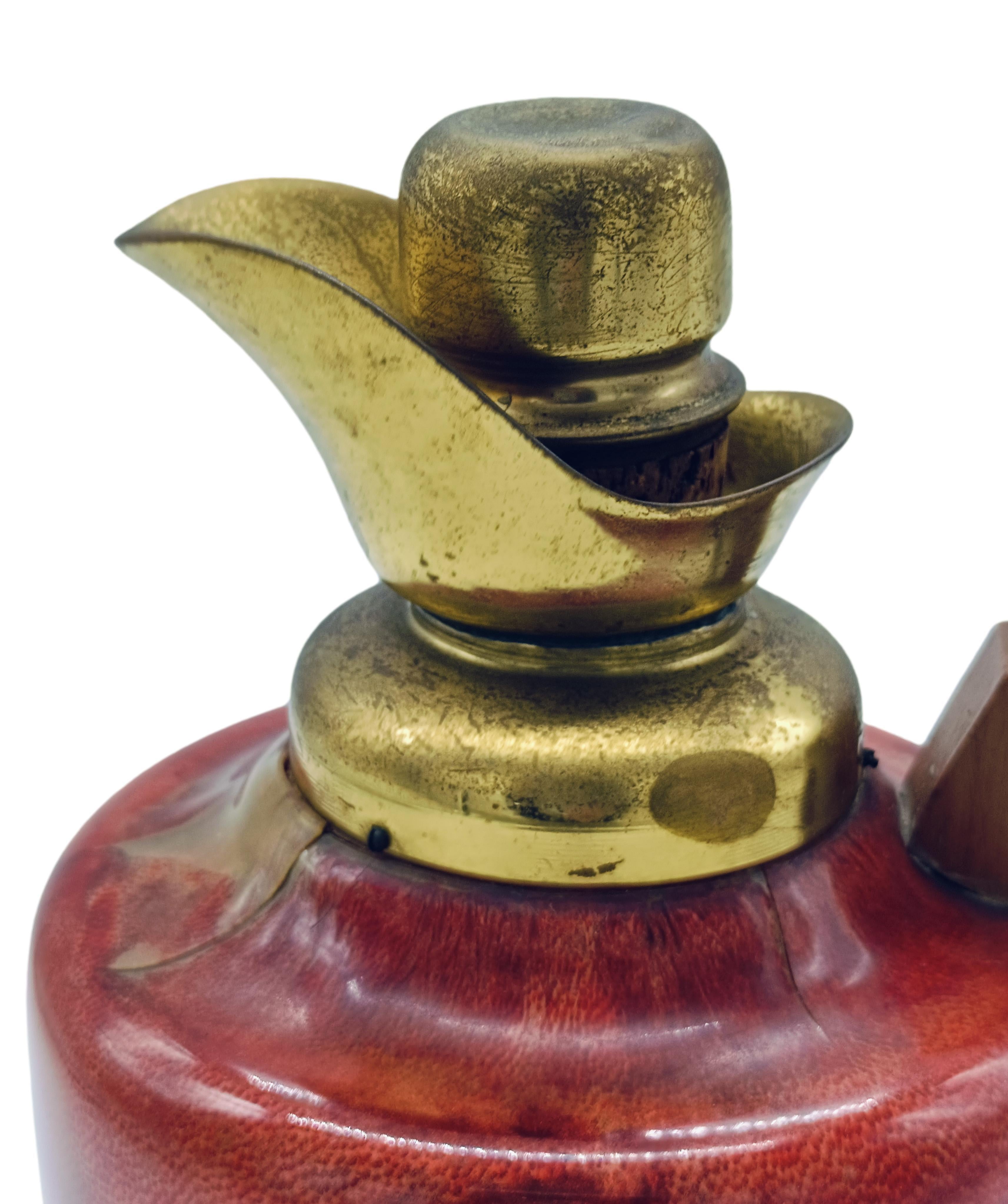 Mid-20th Century Aldo Tura for Macabo Goatskin and Brass Carafe, Italy 1960s For Sale