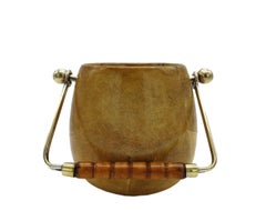 Aldo Tura for Macabo Goatskin and Brass Ice Bucket, Italy 1950s