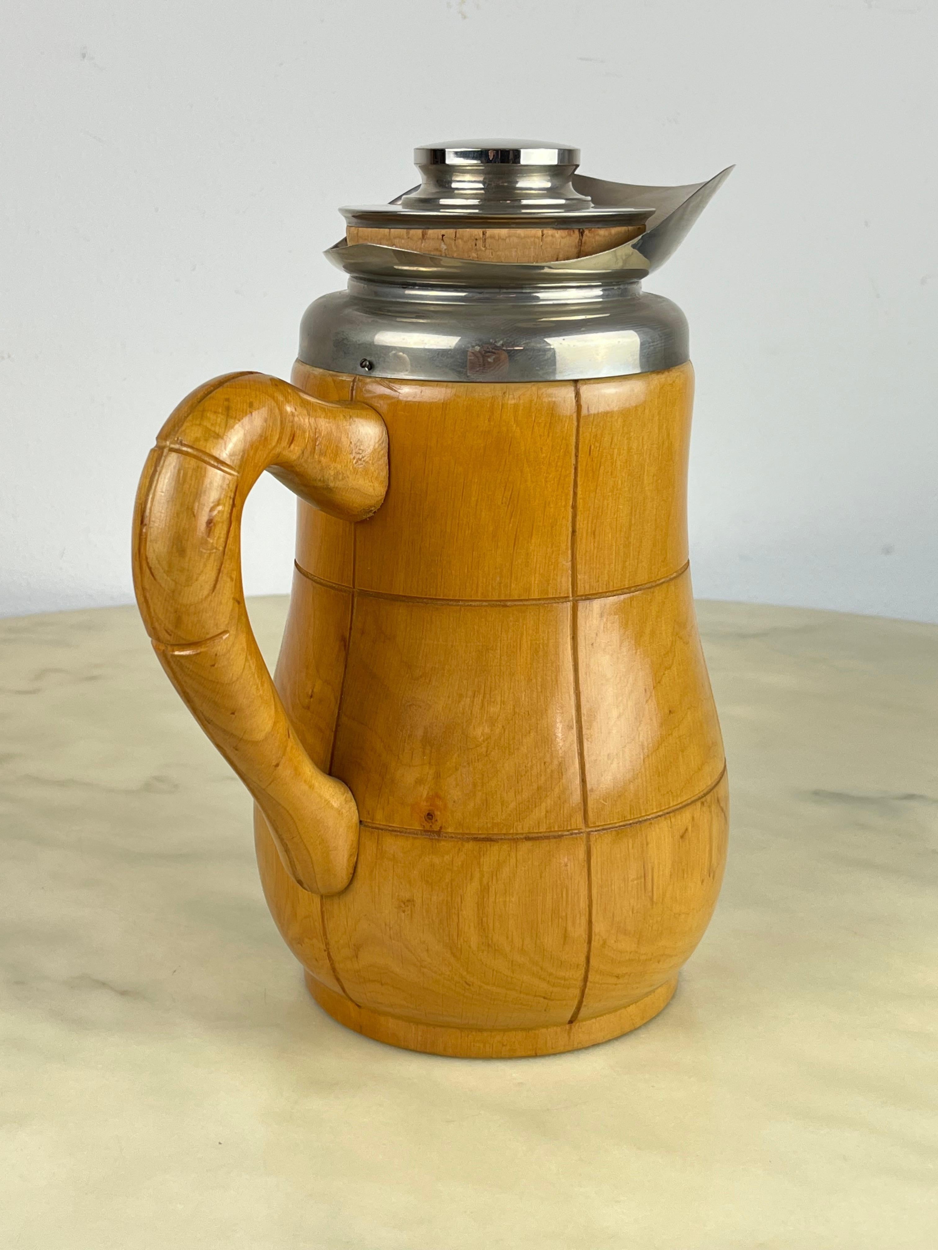 Aldo Tura for Macabo Milano Mid-Century  Thermos Decanter in walnut wood 1950s In Good Condition For Sale In Palermo, IT