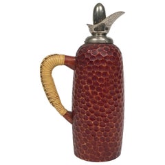 Retro Aldo Tura for Macabo Milano Italy Thermos Decanter in Wood, Chrome and Wicker