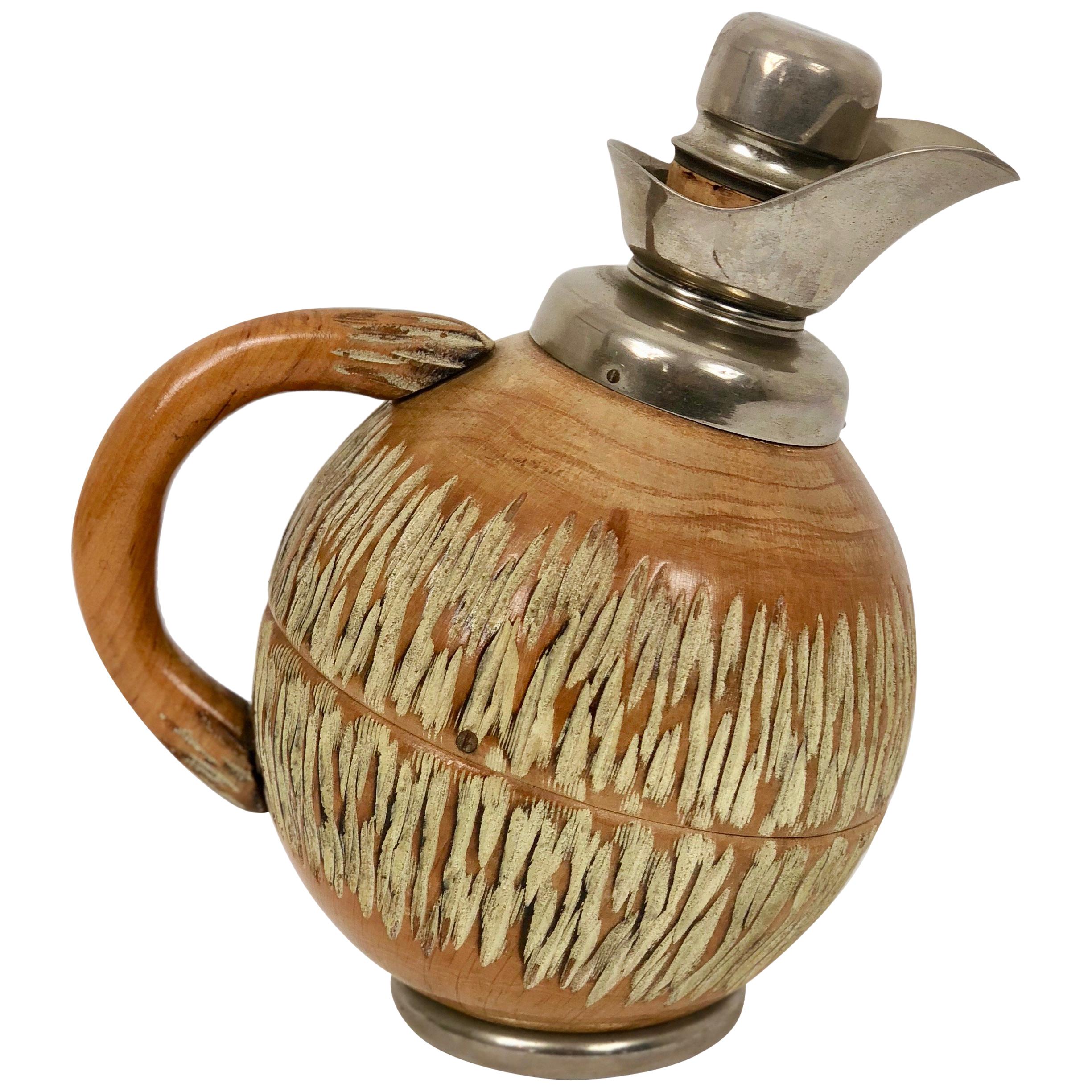 Carafe thermos en bois de noyer Aldo Tura pour Macabo Milano, Italie, années 1950