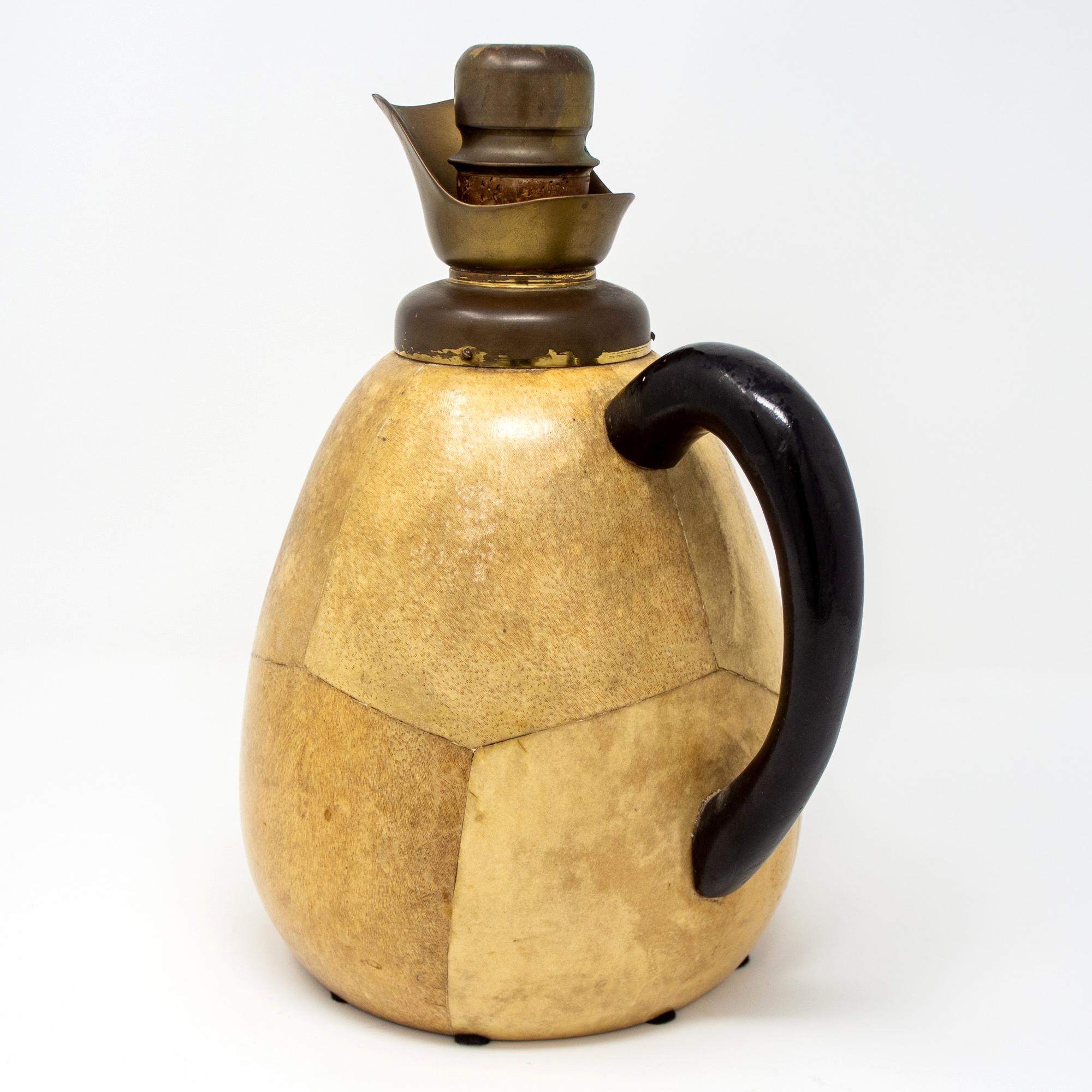20th Century Aldo Tura for Macabo Vellum and Brass Pitcher