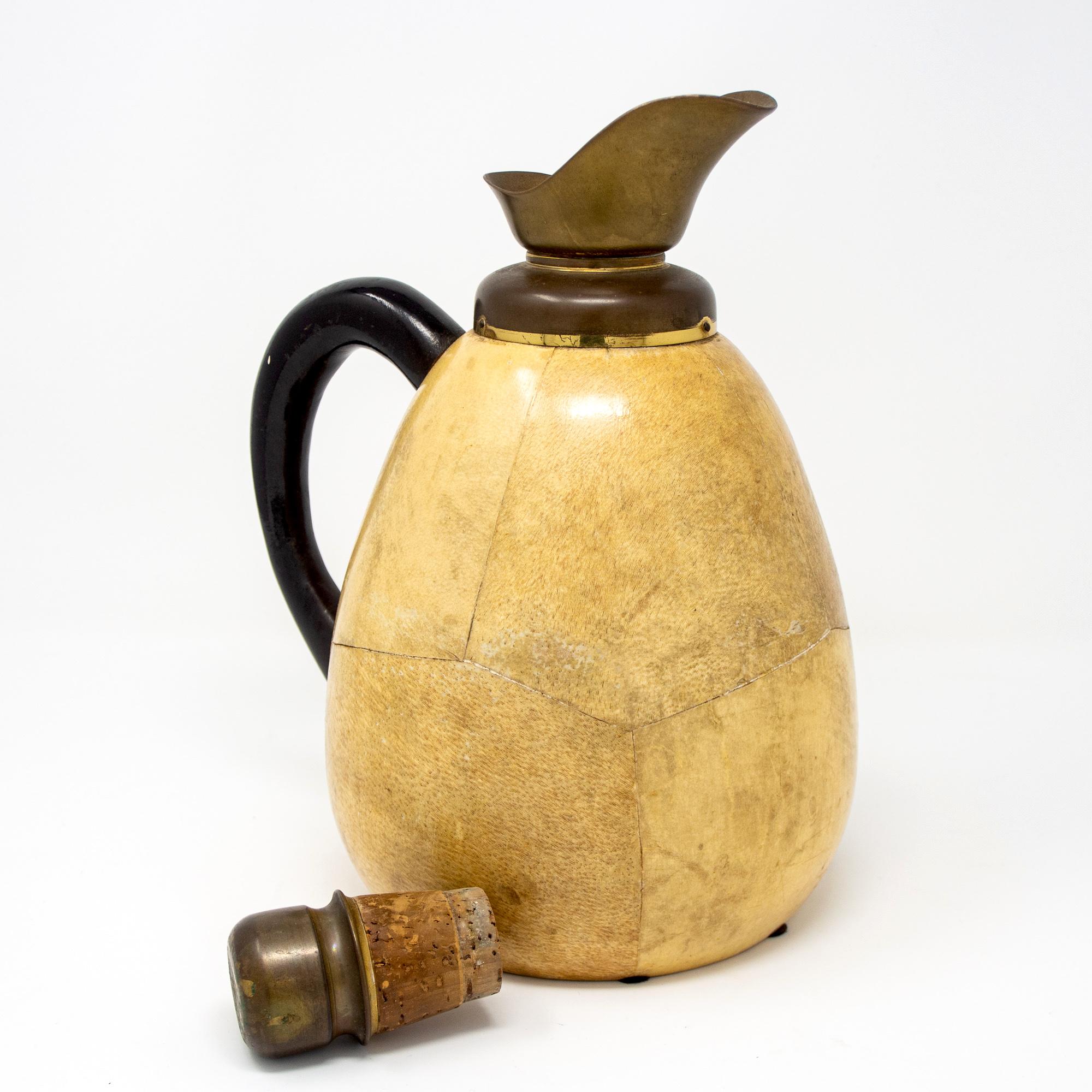 Aldo Tura for Macabo Vellum and Brass Pitcher 1
