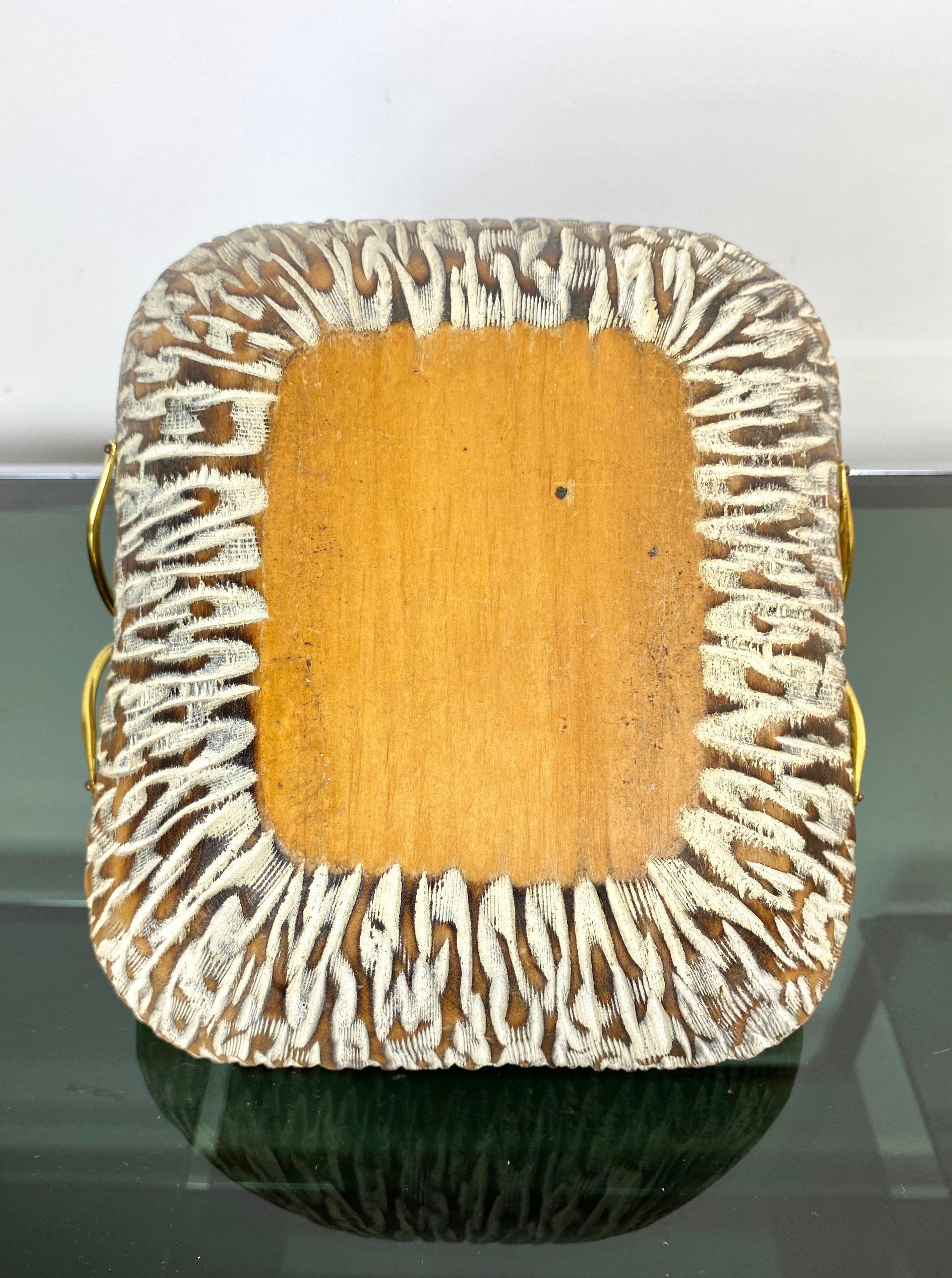 Schalenkorb aus Nussbaumholz und Messing, Aldo Tura für Macabo, Italien, 1950er Jahre (Metall) im Angebot