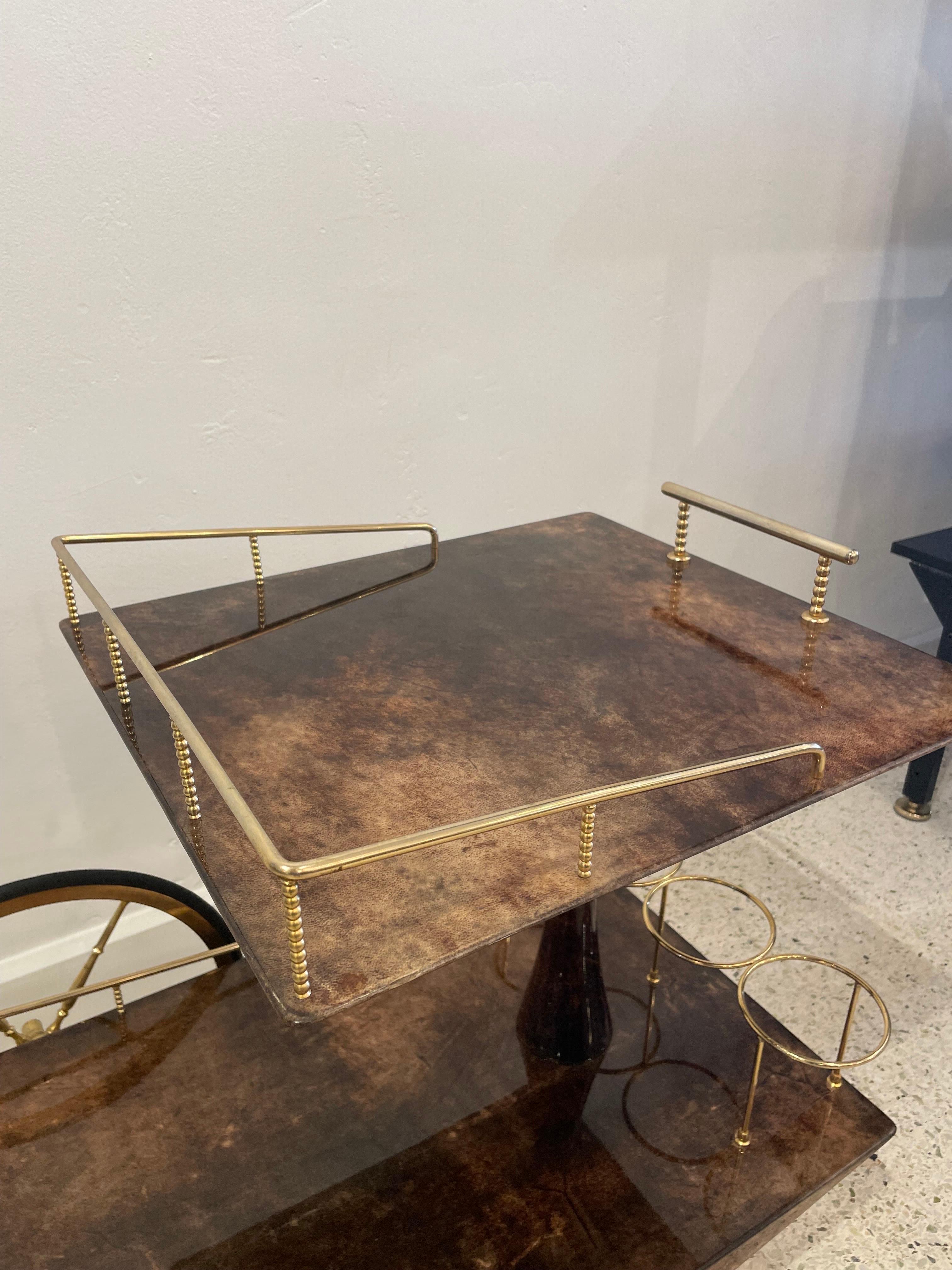 Mid-20th Century Aldo Tura Geometric Design Bar Cart For Sale