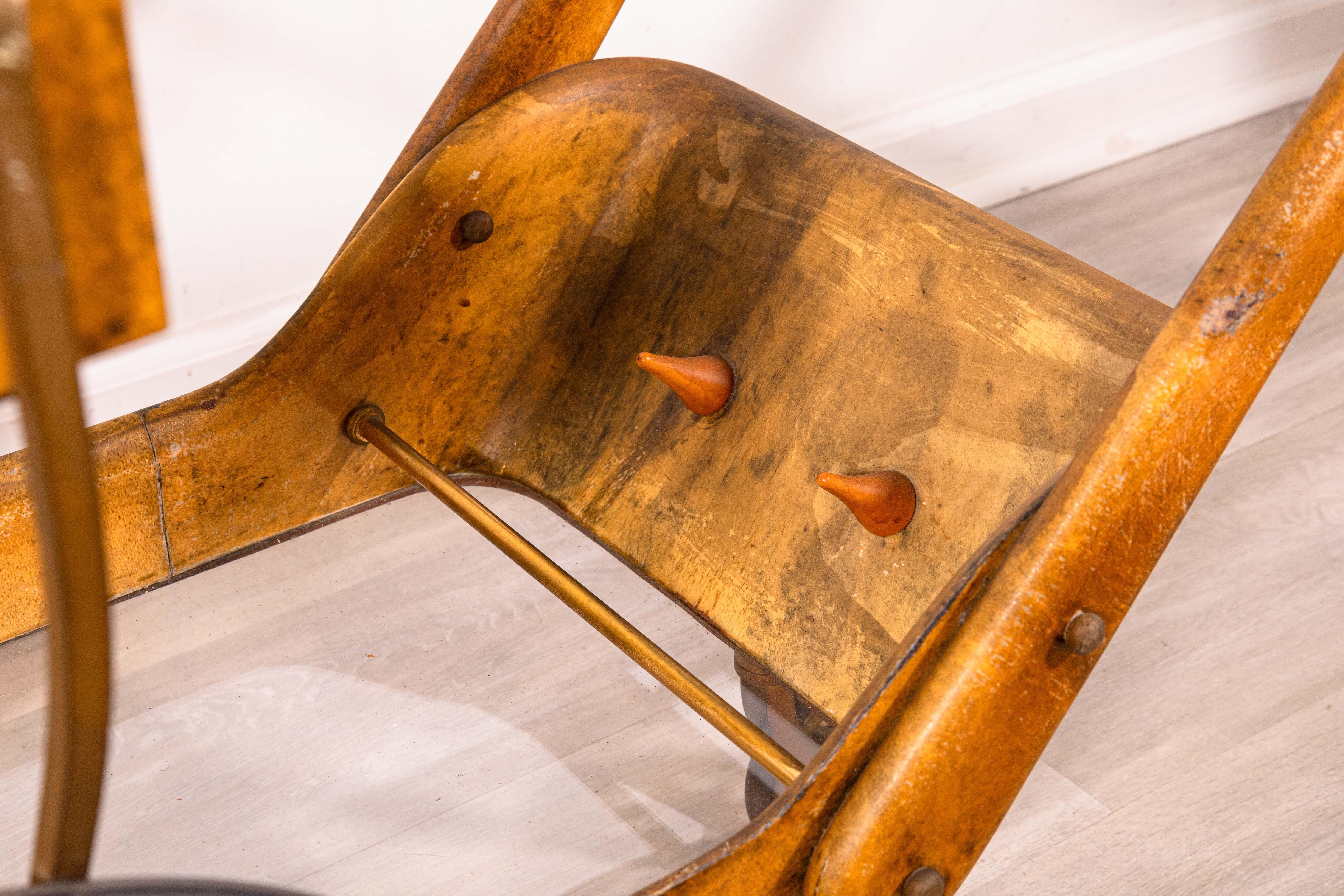Laiton Chariot de service de bar en peau de chèvre Aldo Tura Vintage 1950s Mid Century Modern en vente