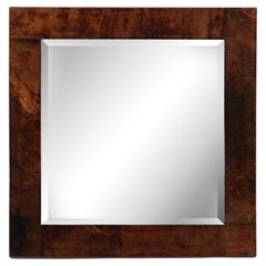 Vintage Aldo Tura Goat Skin Mirror, Italy 1960's