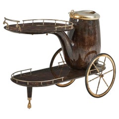 Aldo Tura Goatskin and Brass Bar Cart, Italy, 1960