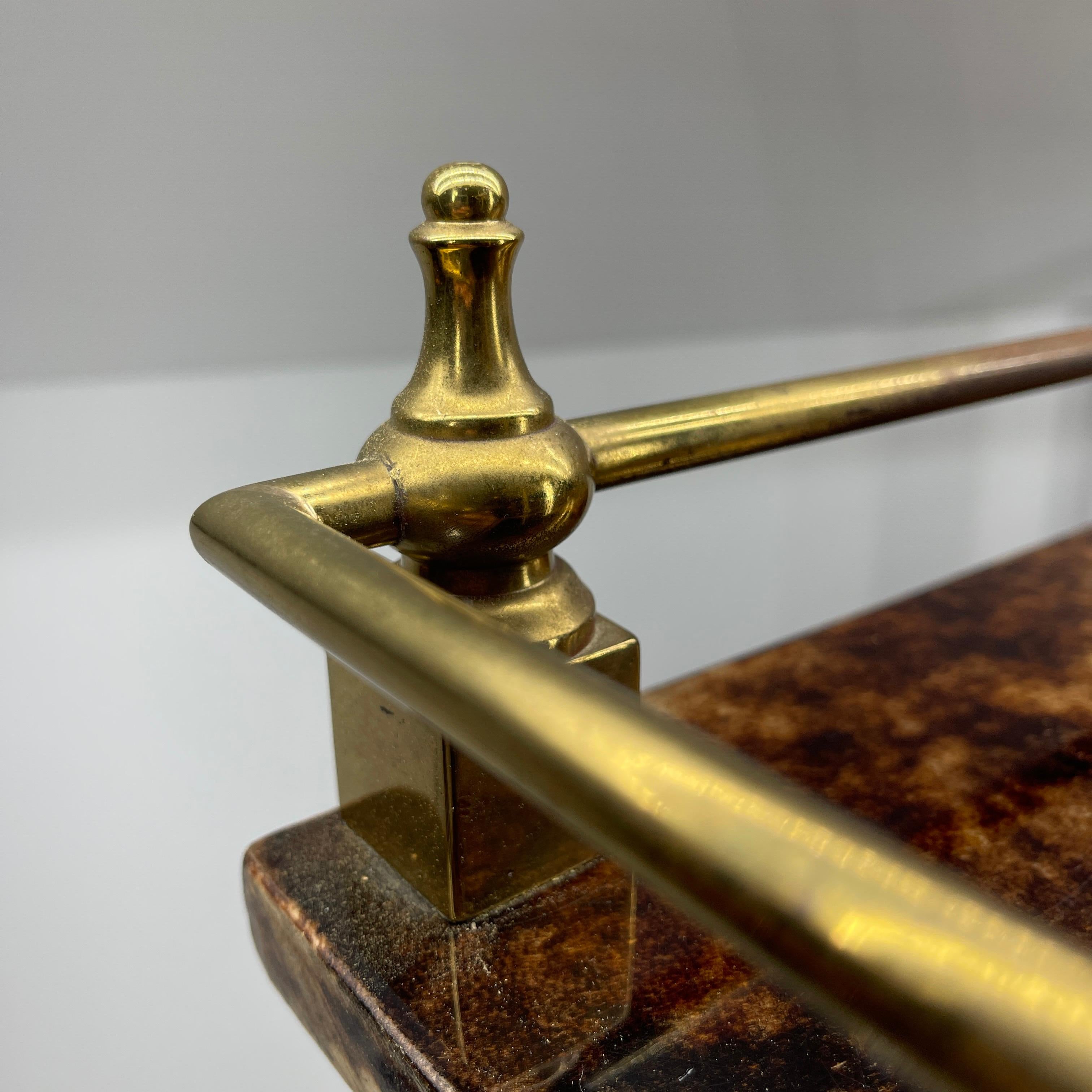 Aldo Tura Goatskin and Brass Bar Trolley, Italian Mid-Century Modern 3