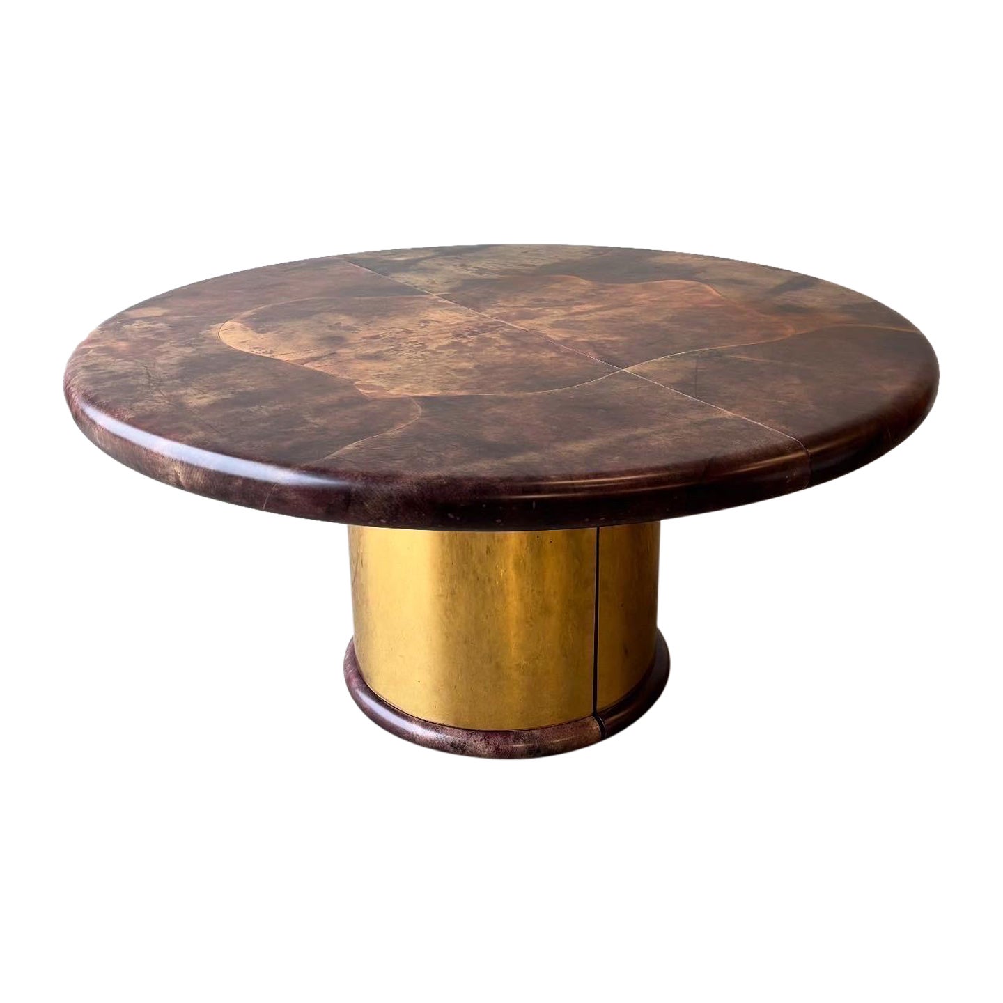 Aldo Tura Goatskin and Brass Dining Table, Italy 1960s