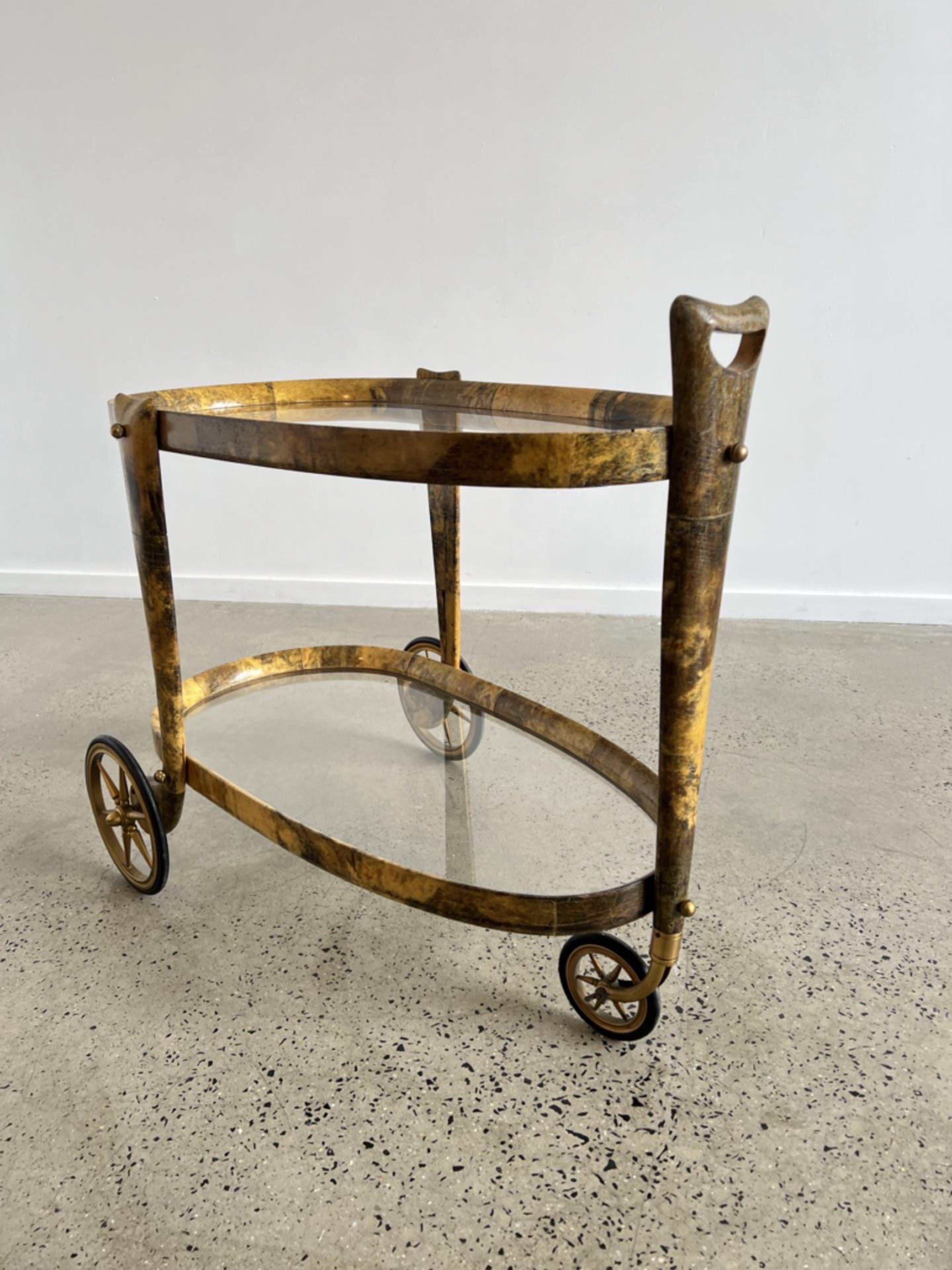 Aldo Tura Goatskin Bar Cart, 1950 For Sale 7