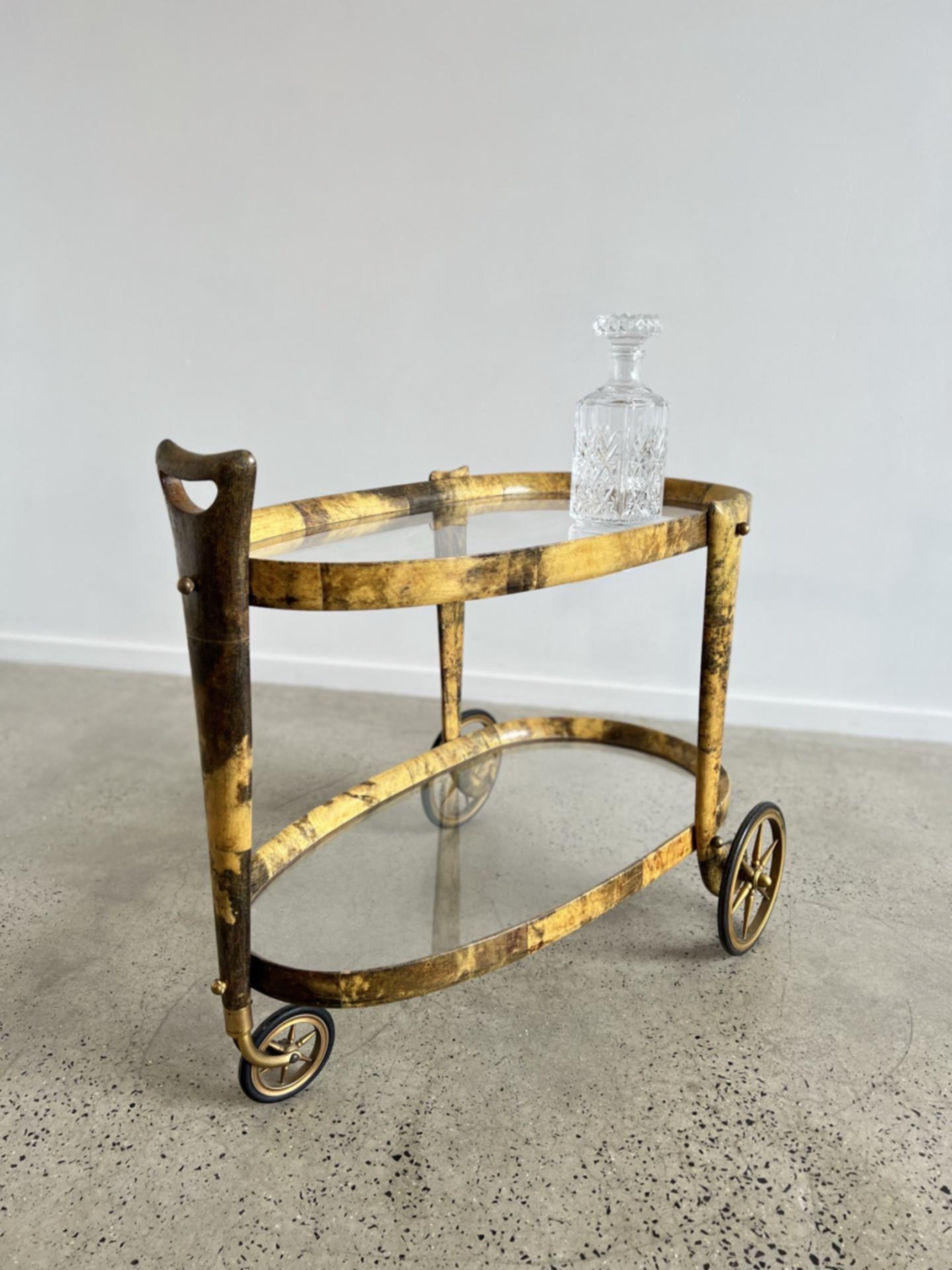 Aldo Tura Goatskin Bar Cart, 1950 For Sale 9