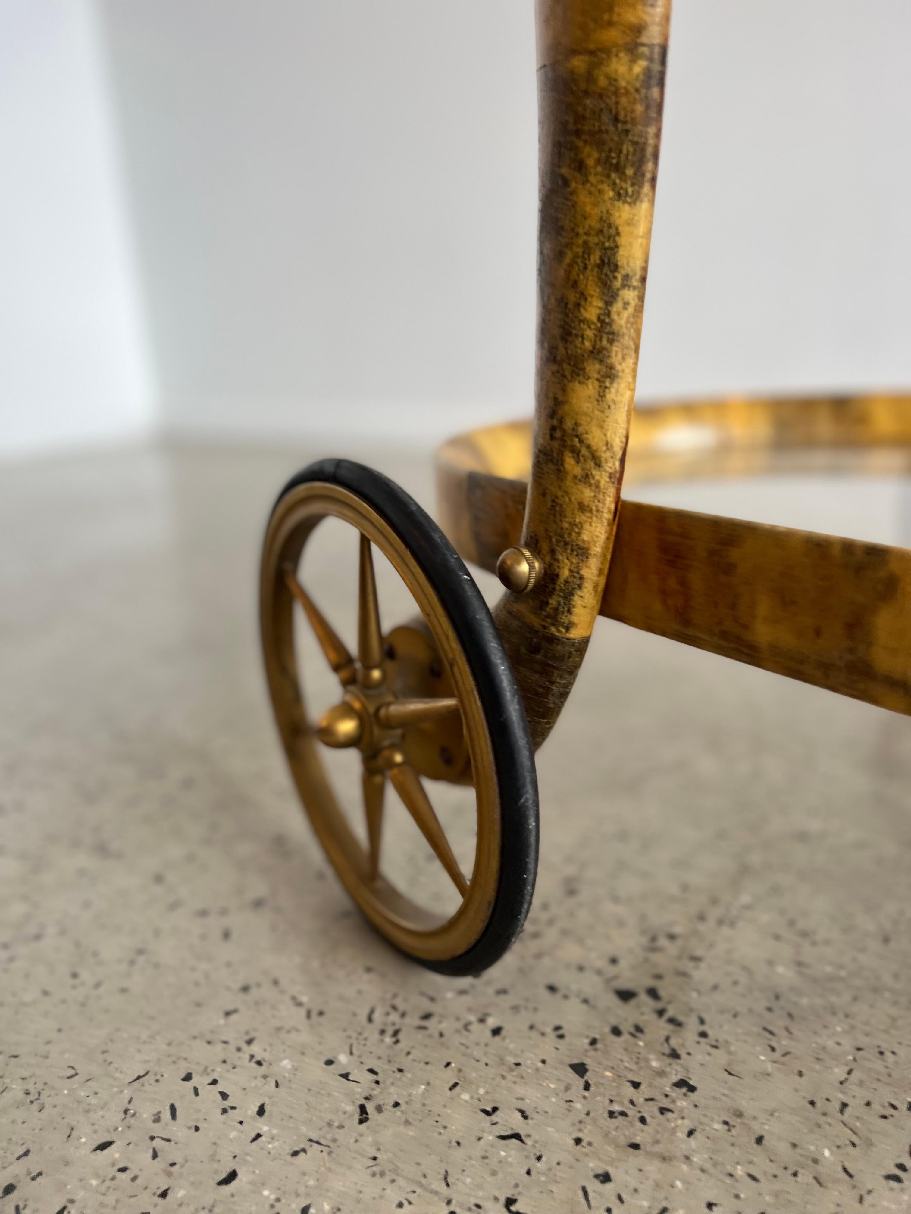 Aldo Tura Goatskin Bar Cart, 1950 For Sale 1