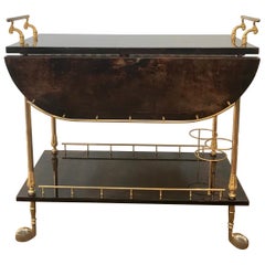 Aldo Tura Goatskin Bar Cart in Tobacco