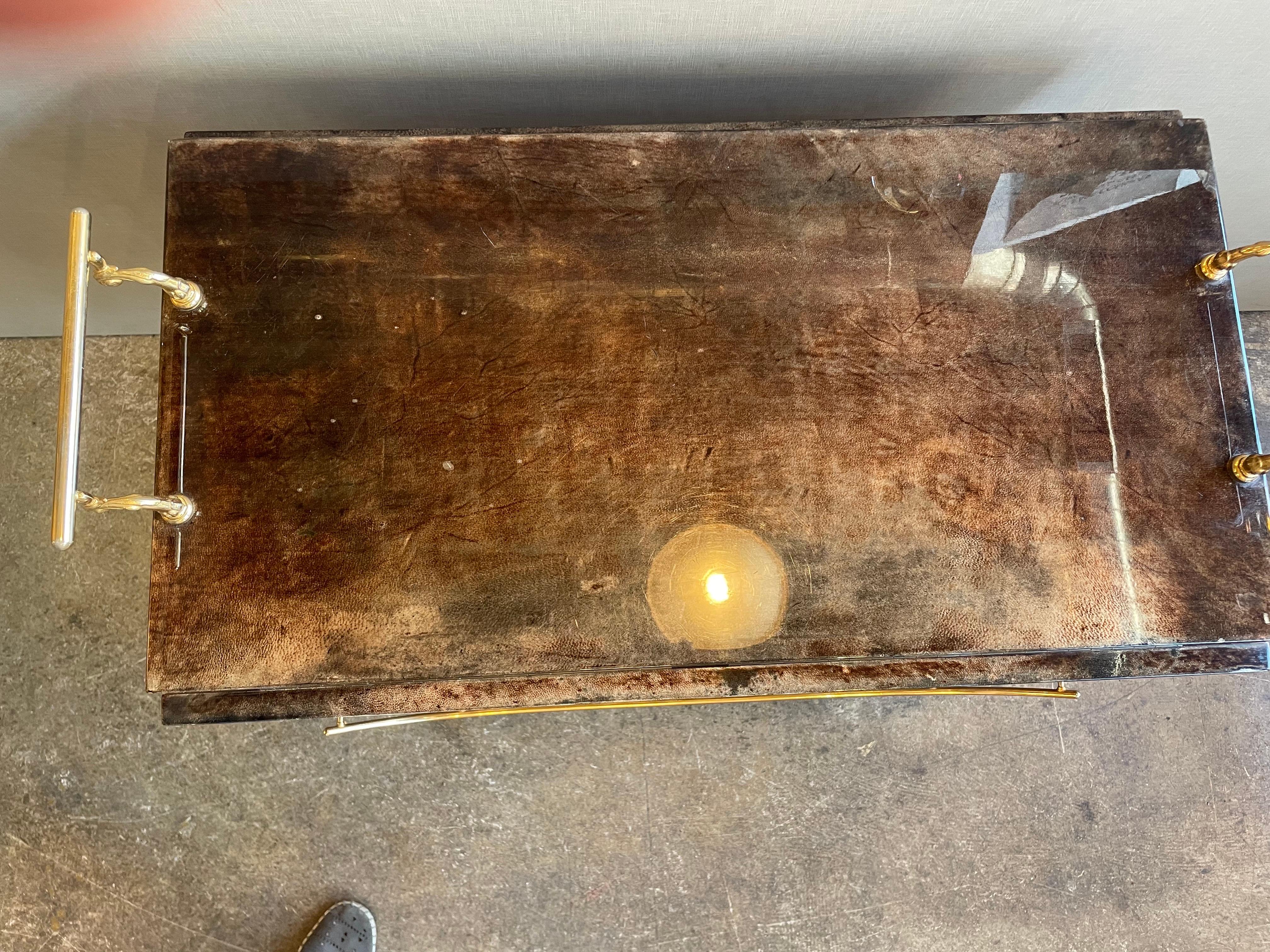 Brass Aldo Tura Goatskin Barcart