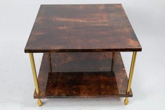 Aldo Tura Ziegenleder Bronze Zweistöckiger Beistelltisch