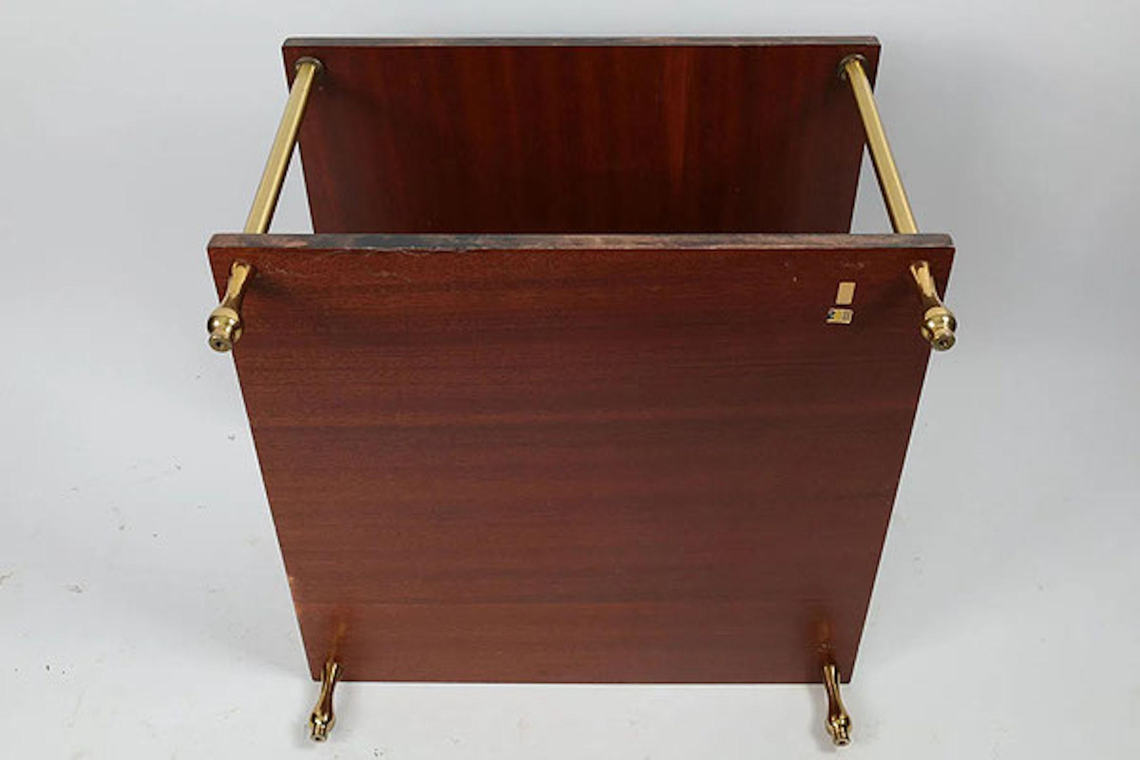 Table d'appoint à deux niveaux Aldo Tura en peau de chèvre bronze en vente 1