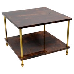 Mesa auxiliar de dos niveles Aldo Tura de piel de cabra de bronce