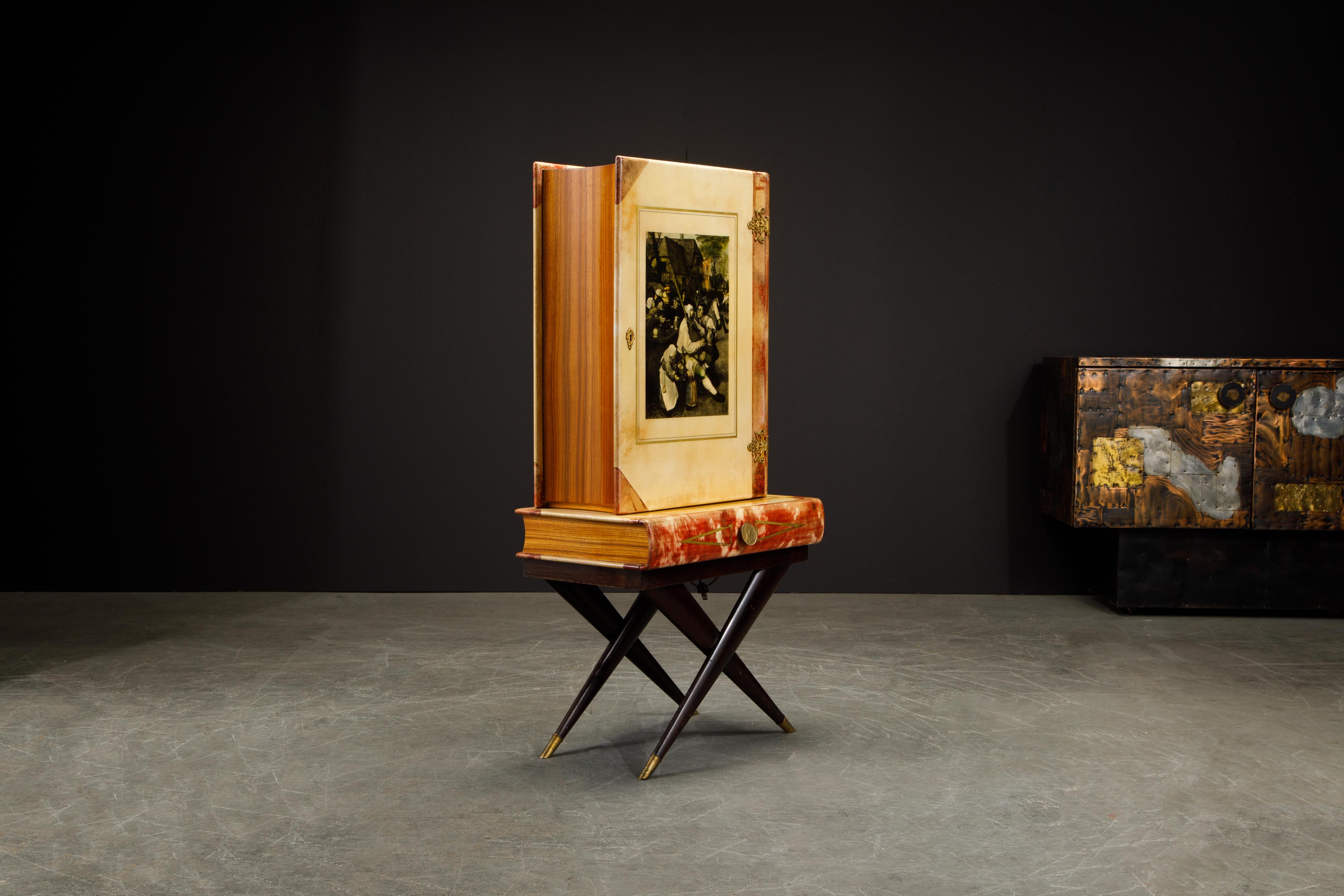 Italian Aldo Tura Goatskin Cocktail Cabinet, circa 1950 Italy