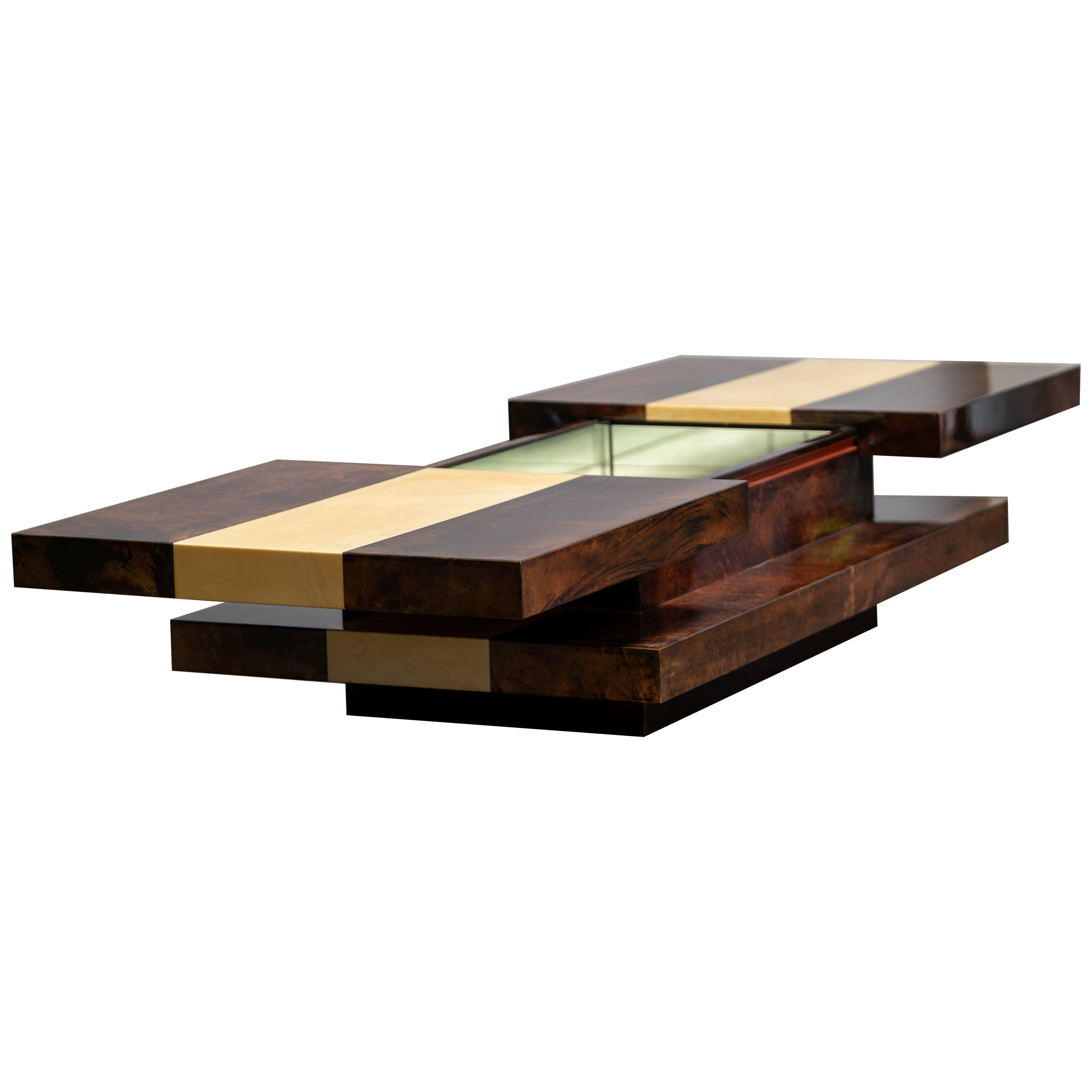 Aldo Tura - Goatskin Coffee Table with Hidden Bar, Italian Design, 1970s