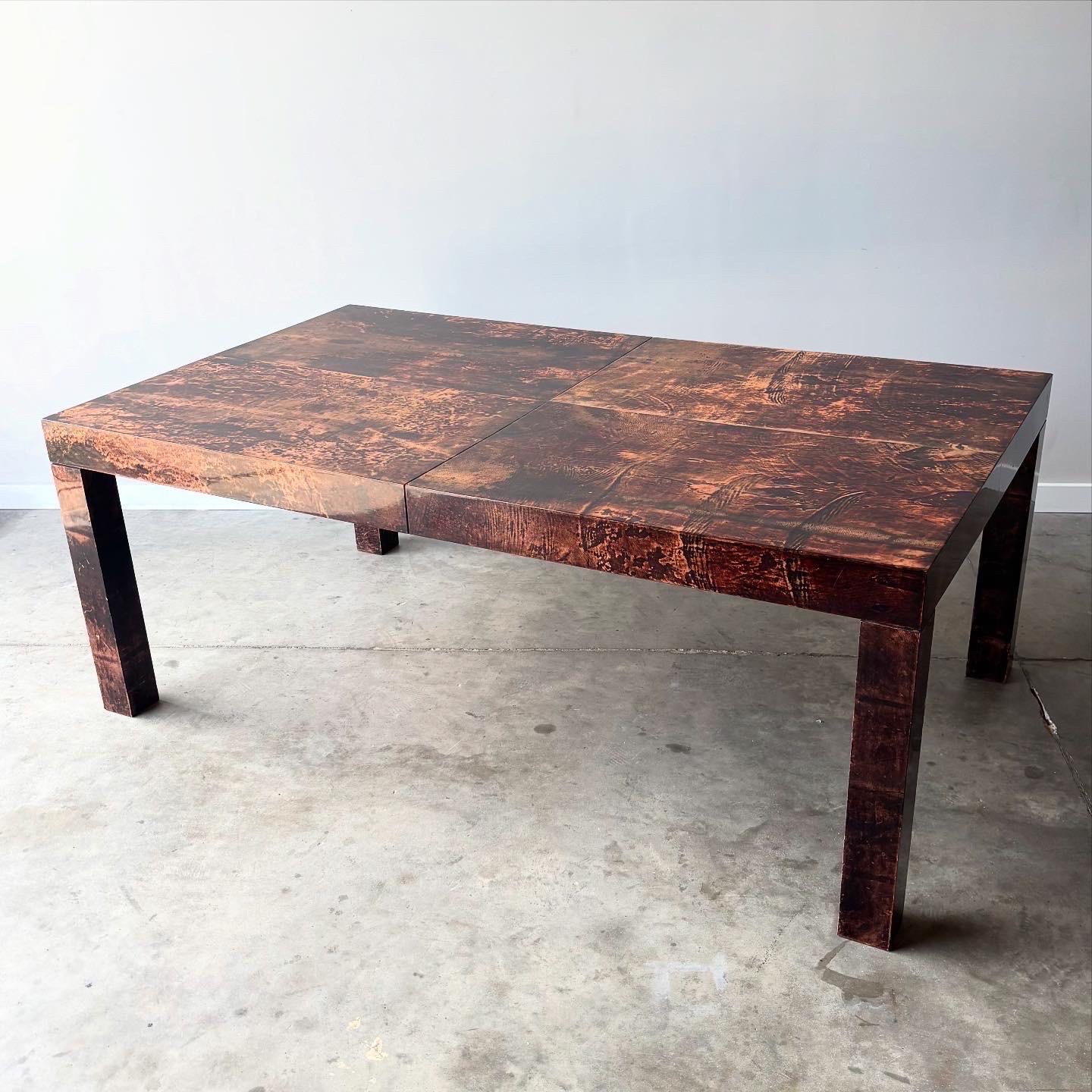 Mesa de comedor de piel de cabra Aldo Tura, Milán, años 60 en venta 11