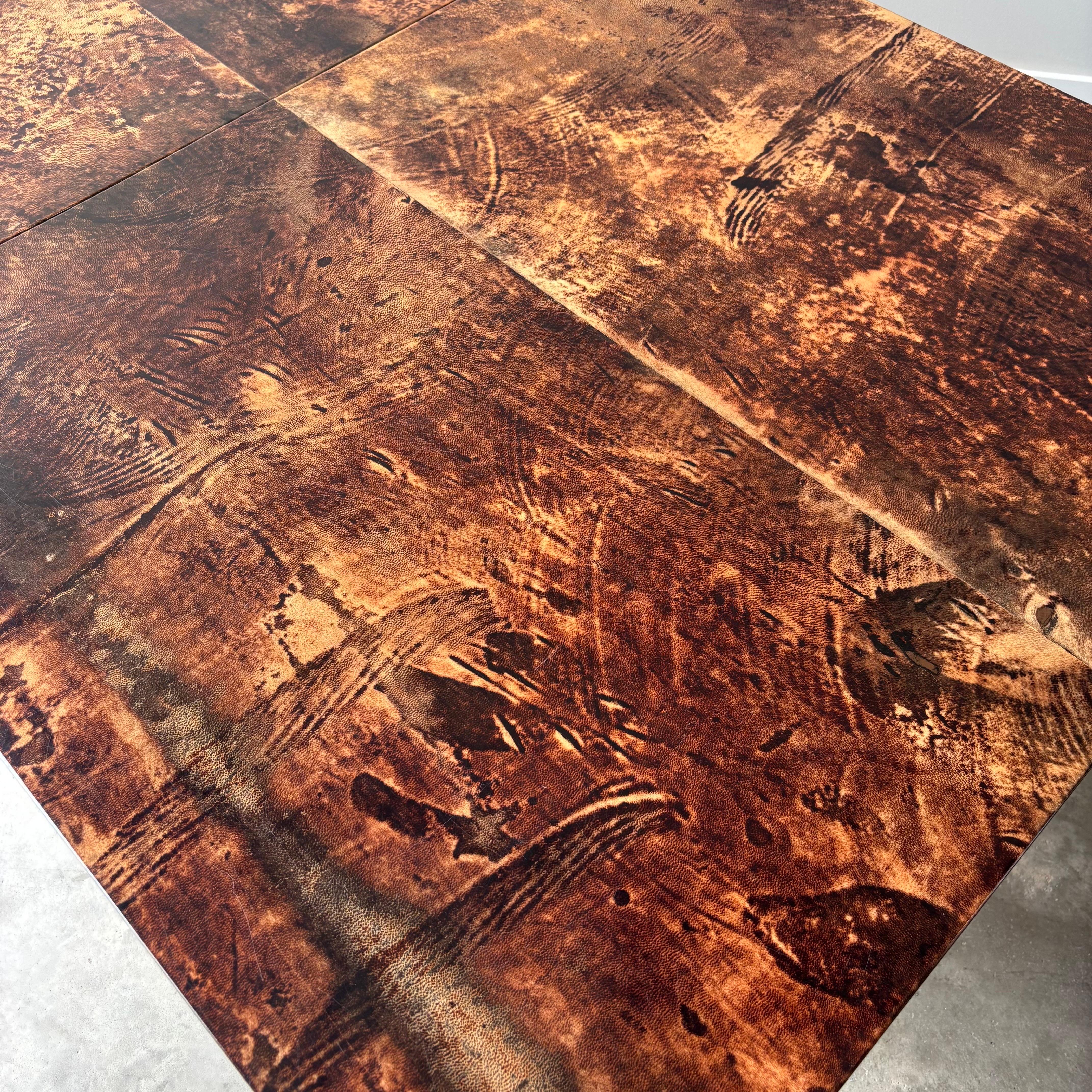 Mesa de comedor de piel de cabra Aldo Tura, Milán, años 60 en venta 3