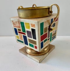 Aldo Tura Goatskin Ice Bucket or Urn with Patchwork Pattern