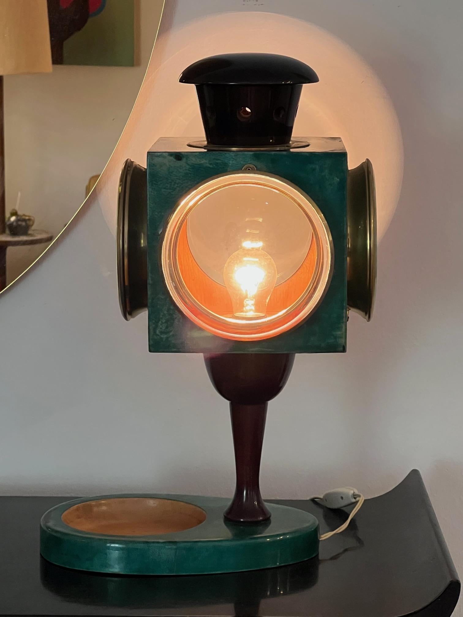 Aldo Tura Goatskin Lantern Lamp For Sale 1