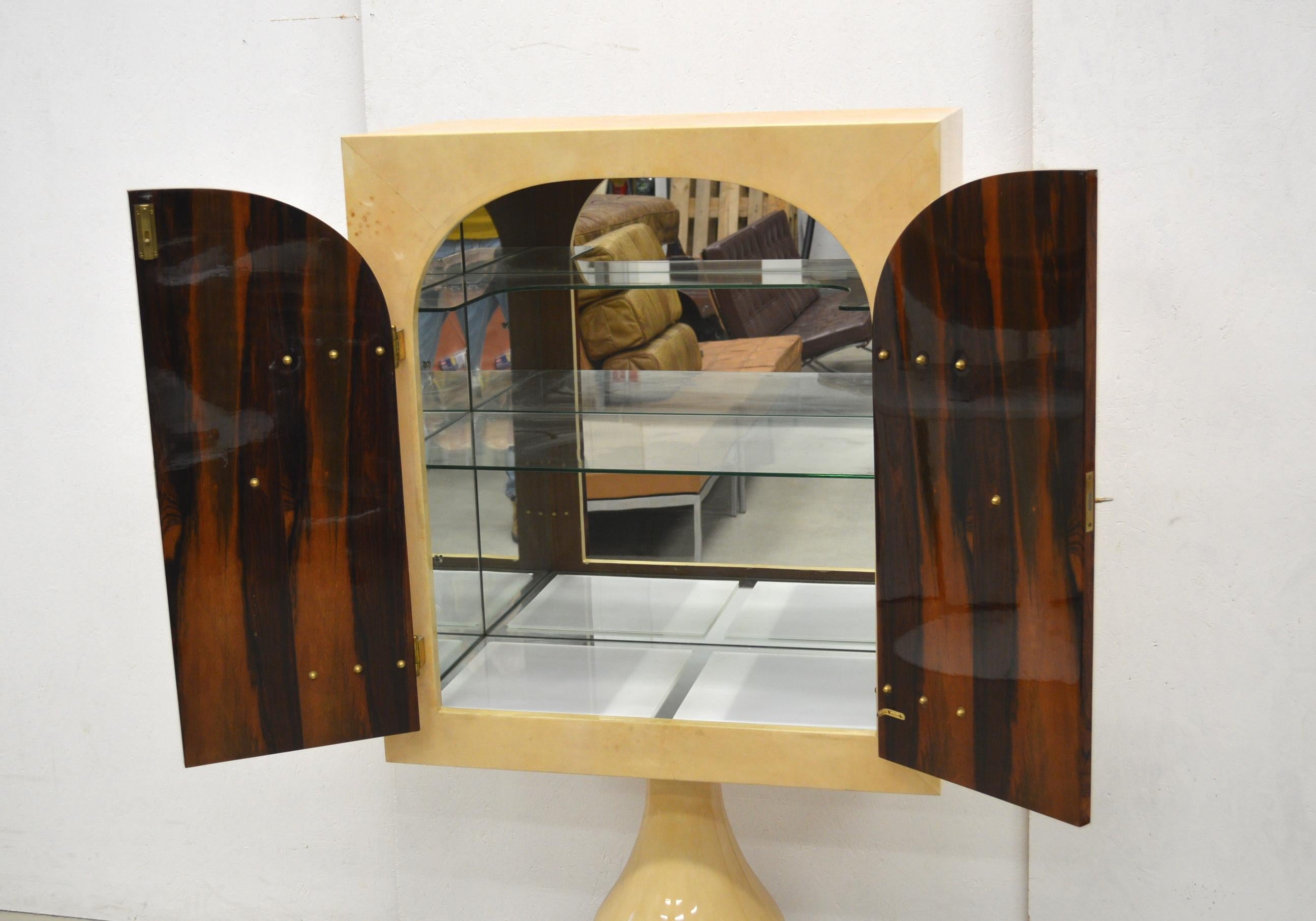 Aldo Tura Goatskin Mirror Bar Cabinet Italy 1950s For Sale 3