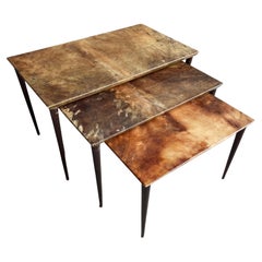 Aldo Tura Goatskin Nesting Tables, Italy, 1950s