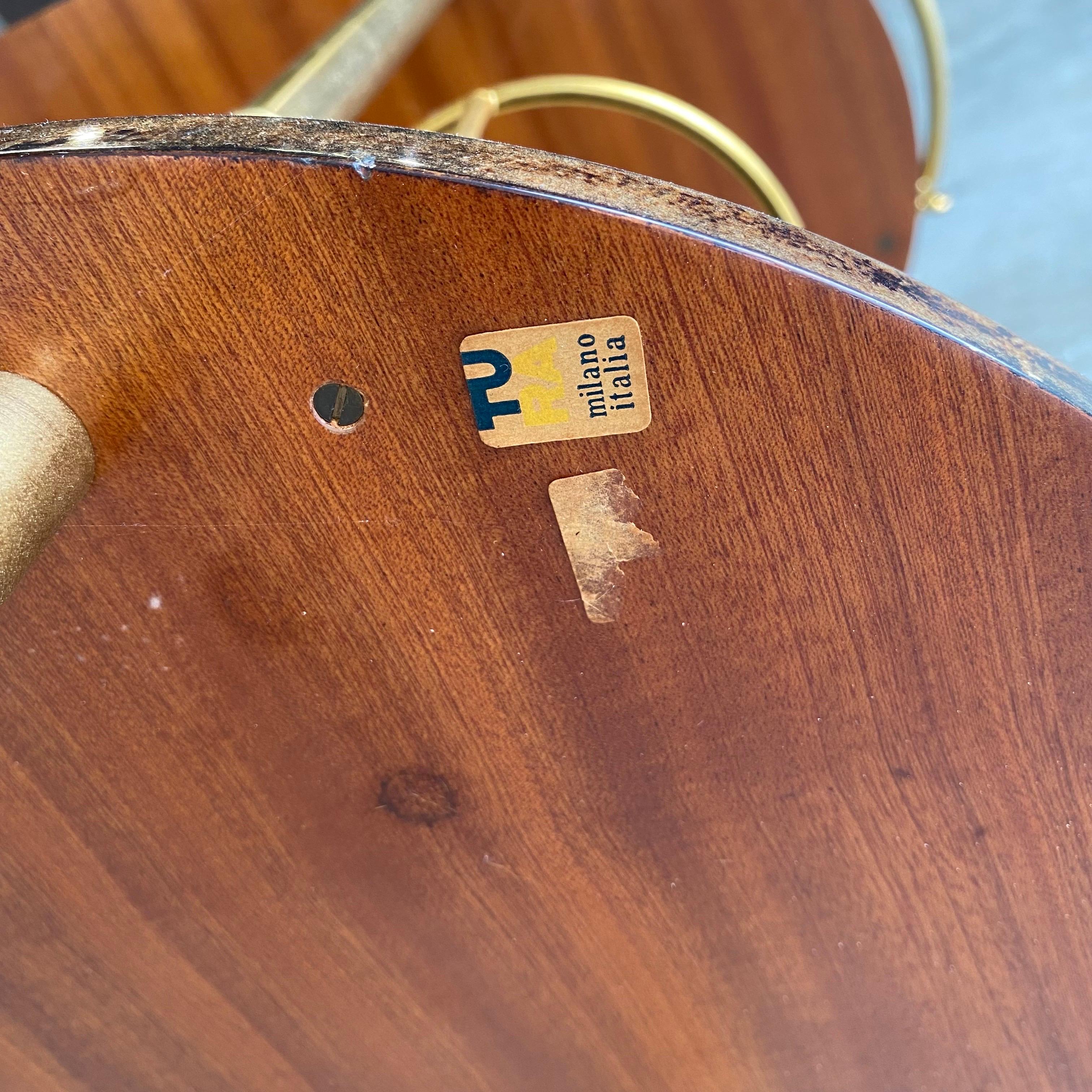 Laiton Chariot de bar en peau de chèvre Aldo Tura, Milan, Italie, années 1960 en vente