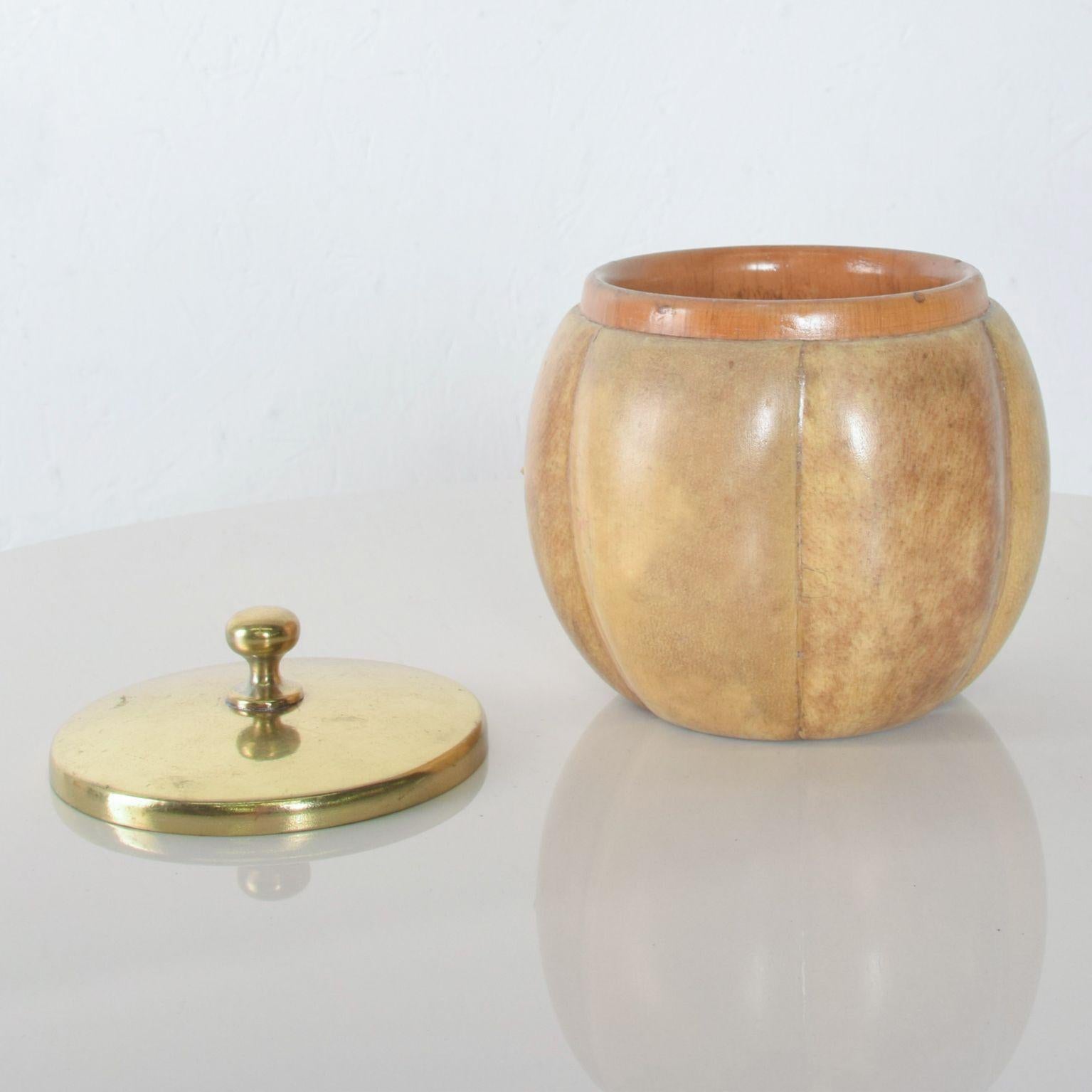 Italian Aldo Tura Goatskin Parchment Barware Covered Bowl Brass Lid, Italy