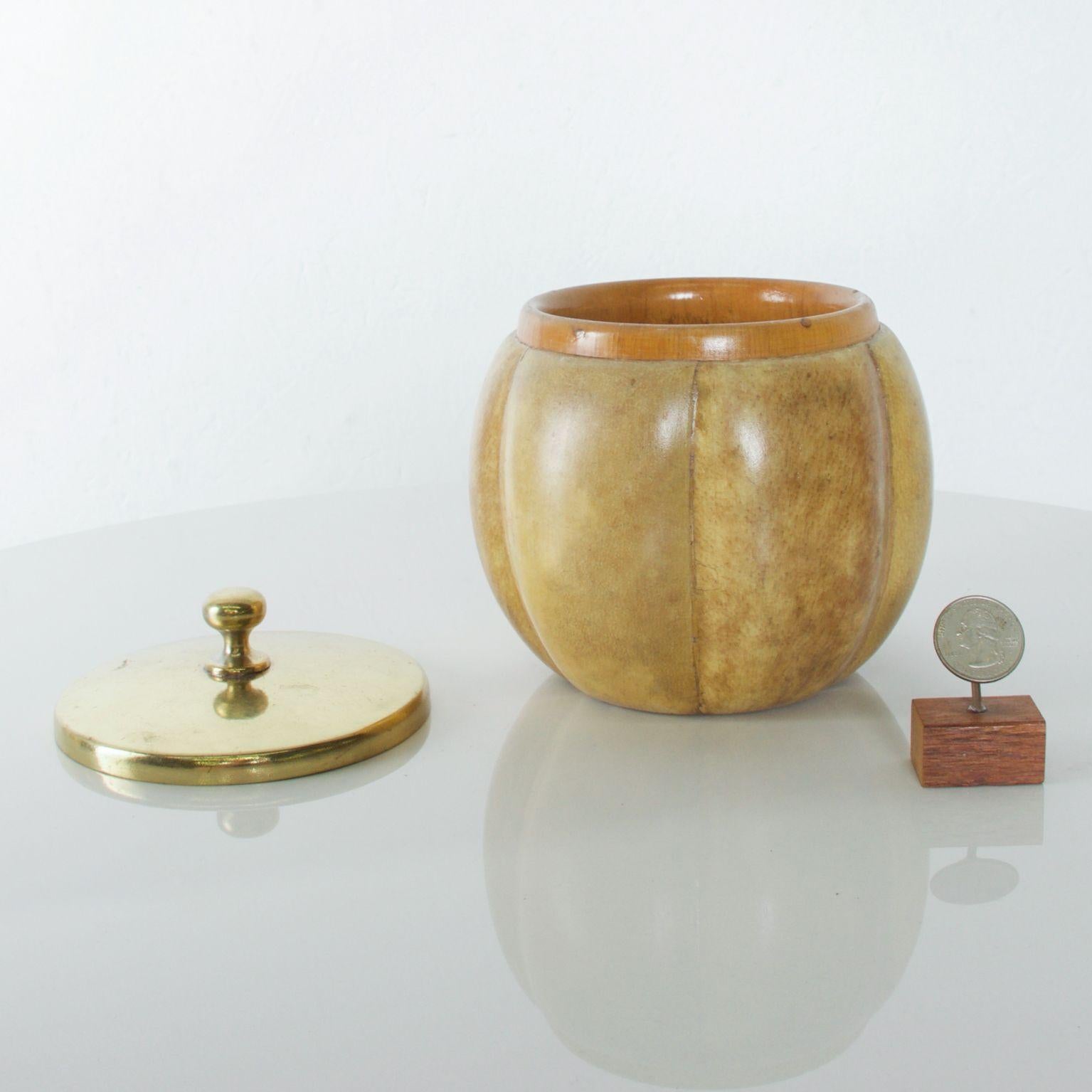 Aldo Tura Goatskin Parchment Barware Covered Bowl Brass Lid, Italy In Good Condition In Chula Vista, CA
