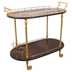 Aldo Tura Goatskin Parchment & Brass Mid Century Modern 1960s Italian Bar Cart