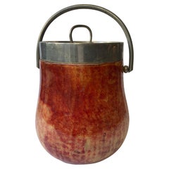Aldo Tura goatskin parchment , table/ bar ice bucket .