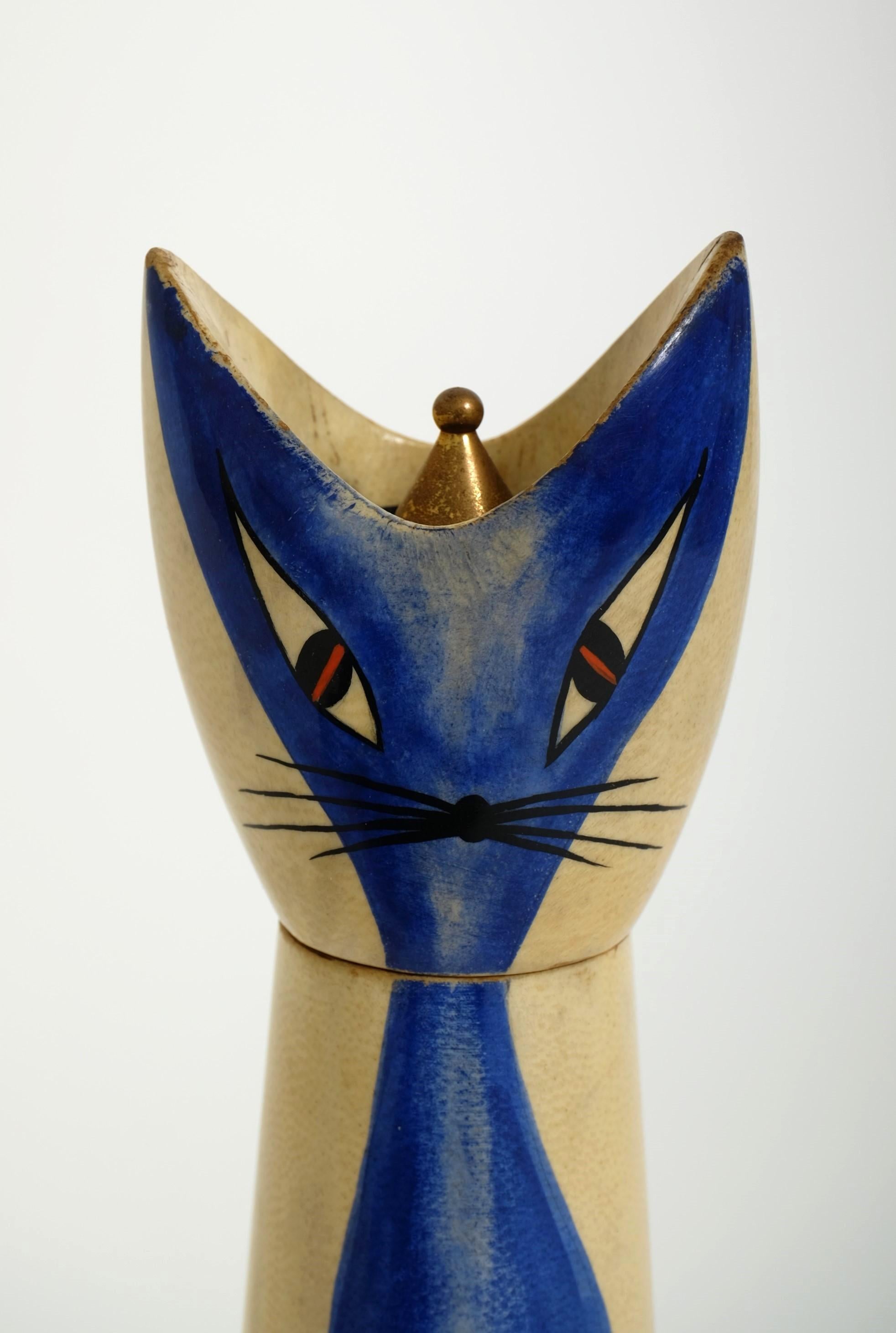 Sculptural Goatskin Pepper Mill Blue Cat by Aldo Tura for Macabo, Italy 1960s For Sale 4