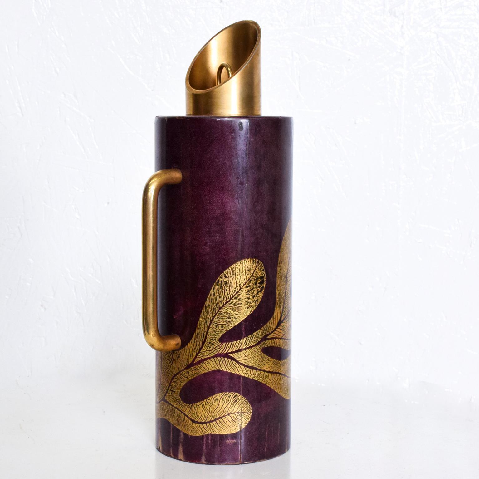 Mercury Glass Aldo Tura Goatskin Pitcher, Italian, Mid-Century Modern, Purple and Gold Leaf