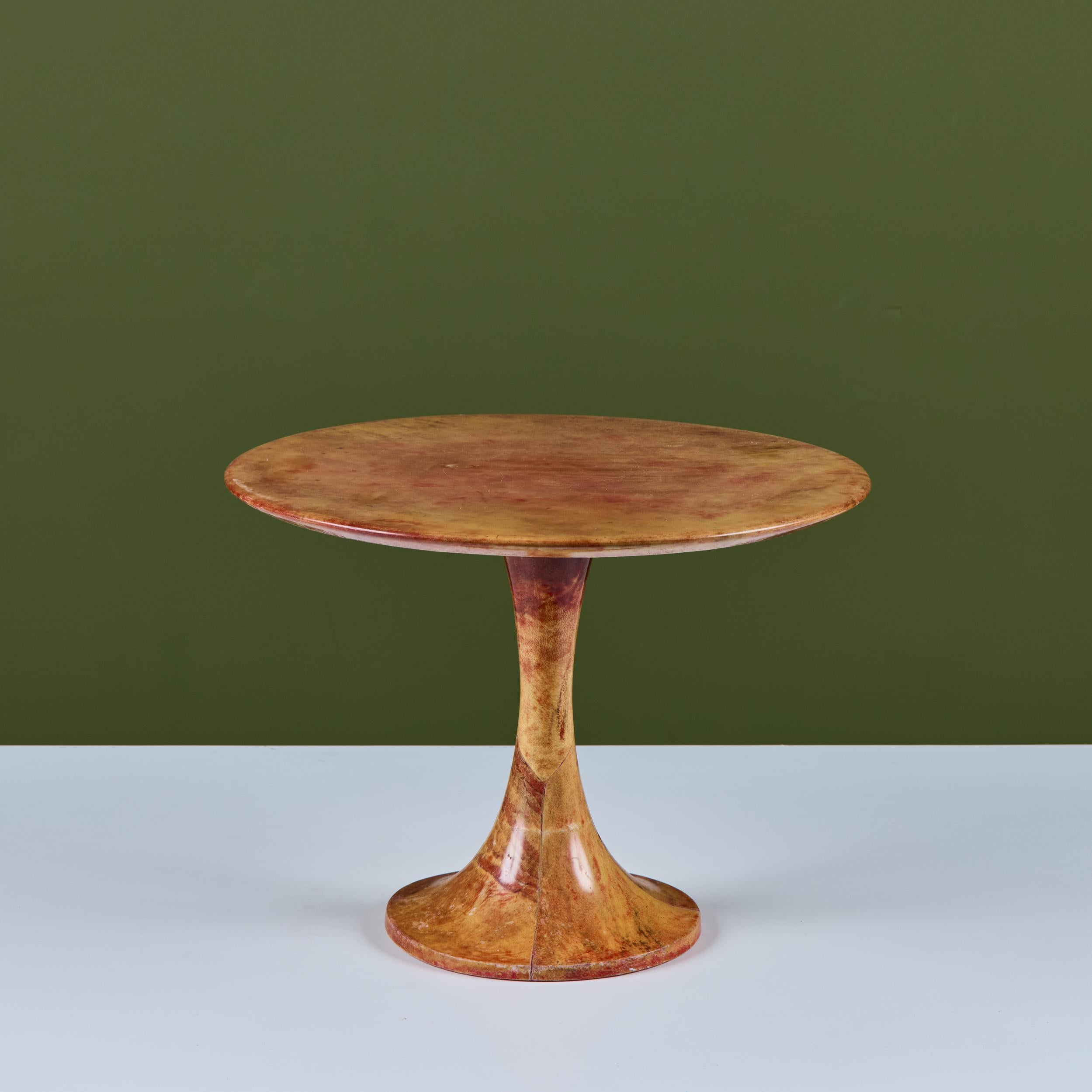 Italian Aldo Tura Goatskin Tulip Side Table For Sale