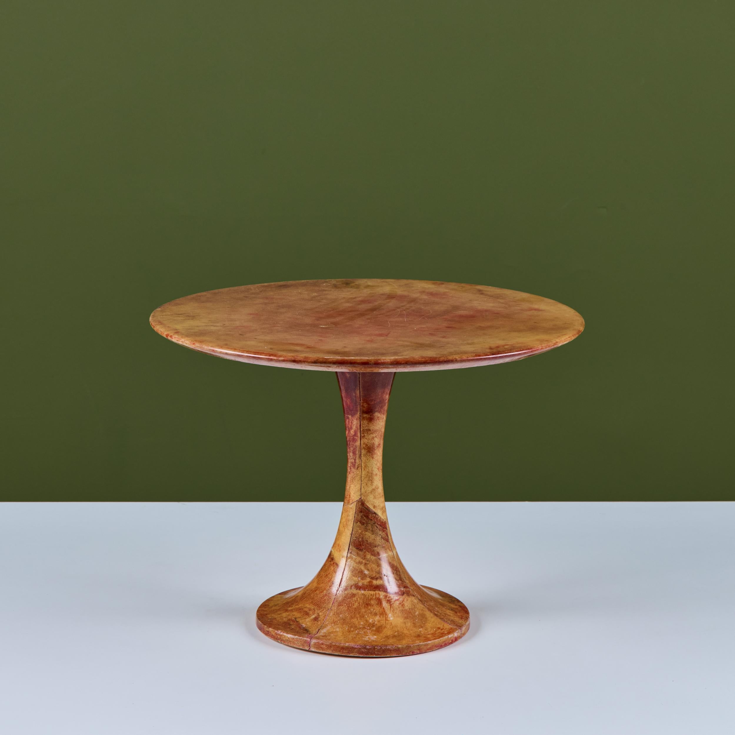 Lacquered Aldo Tura Goatskin Tulip Side Table For Sale